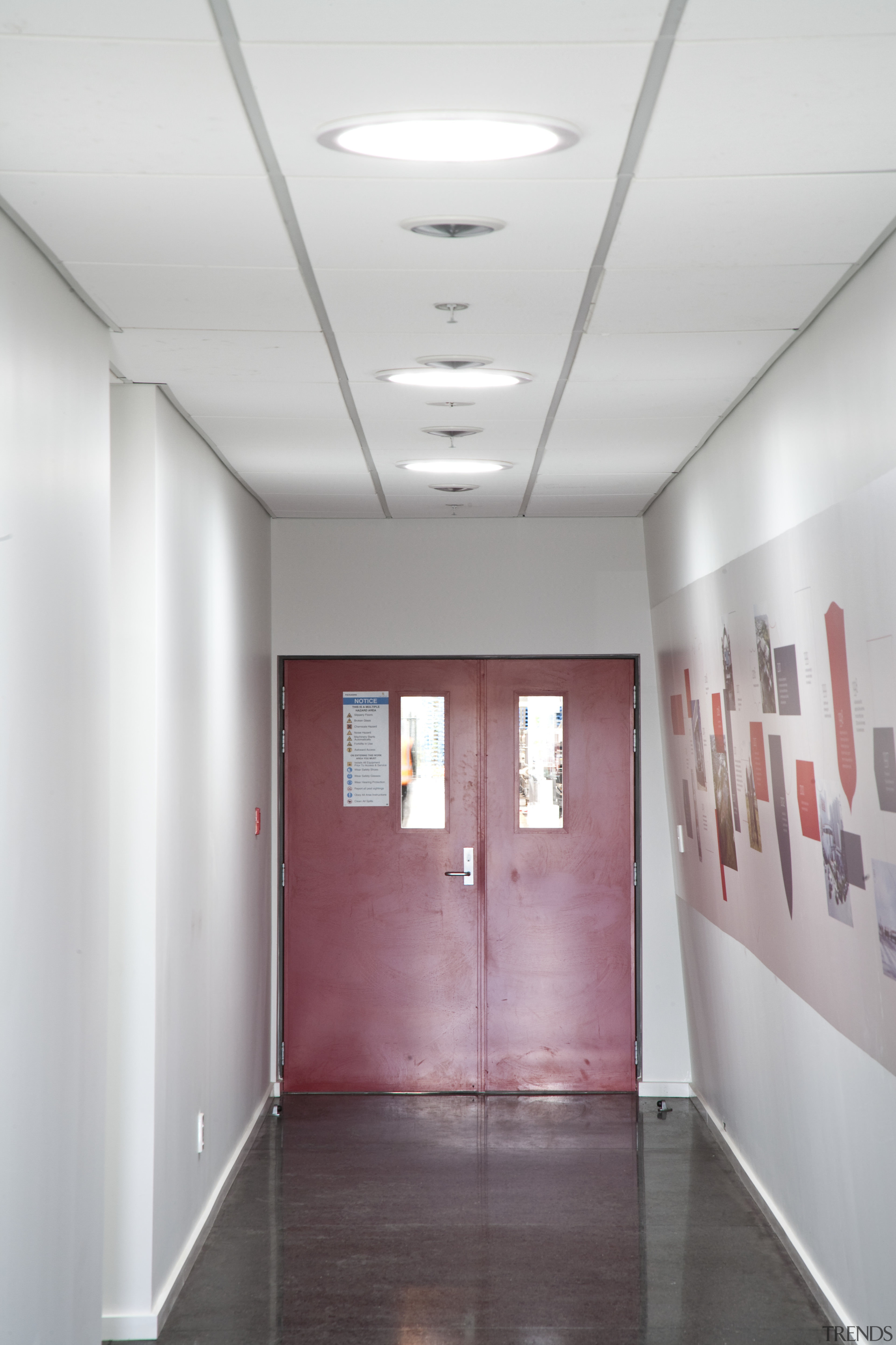 View of a hallway at the Lion Nathan architecture, ceiling, daylighting, floor, interior design, wall, gray