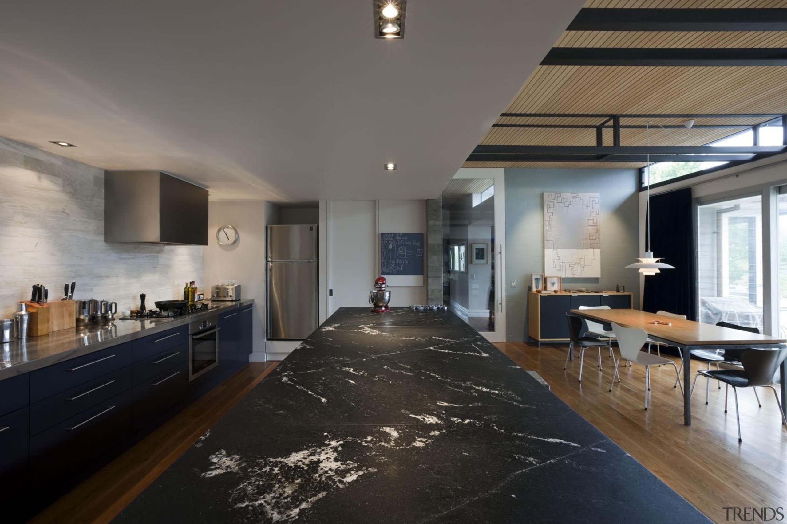 Granite island honed and enhanced - Notte Cielo- architecture, ceiling, floor, interior design, loft, real estate, gray, black