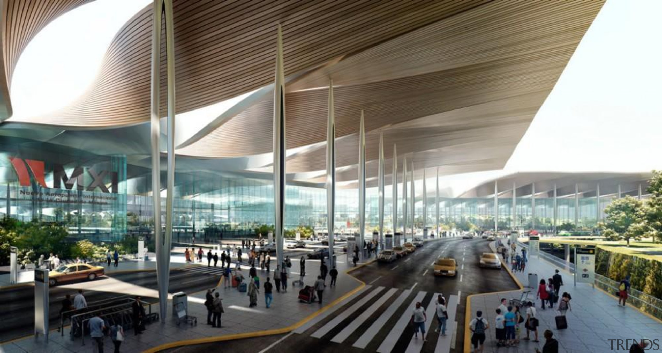 Sordo Madaleno Arquitectos and Pascall+Watson have shared their airport terminal, architecture, building, metropolis, metropolitan area, mixed use, shopping mall, white