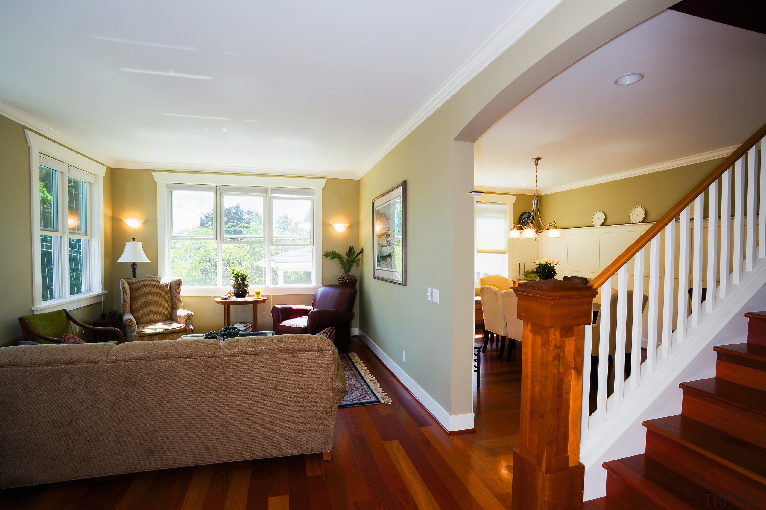 A view of the living area, wooden flooring ceiling, daylighting, estate, floor, flooring, hardwood, home, house, interior design, laminate flooring, living room, property, real estate, room, window, wood, wood flooring, gray, brown