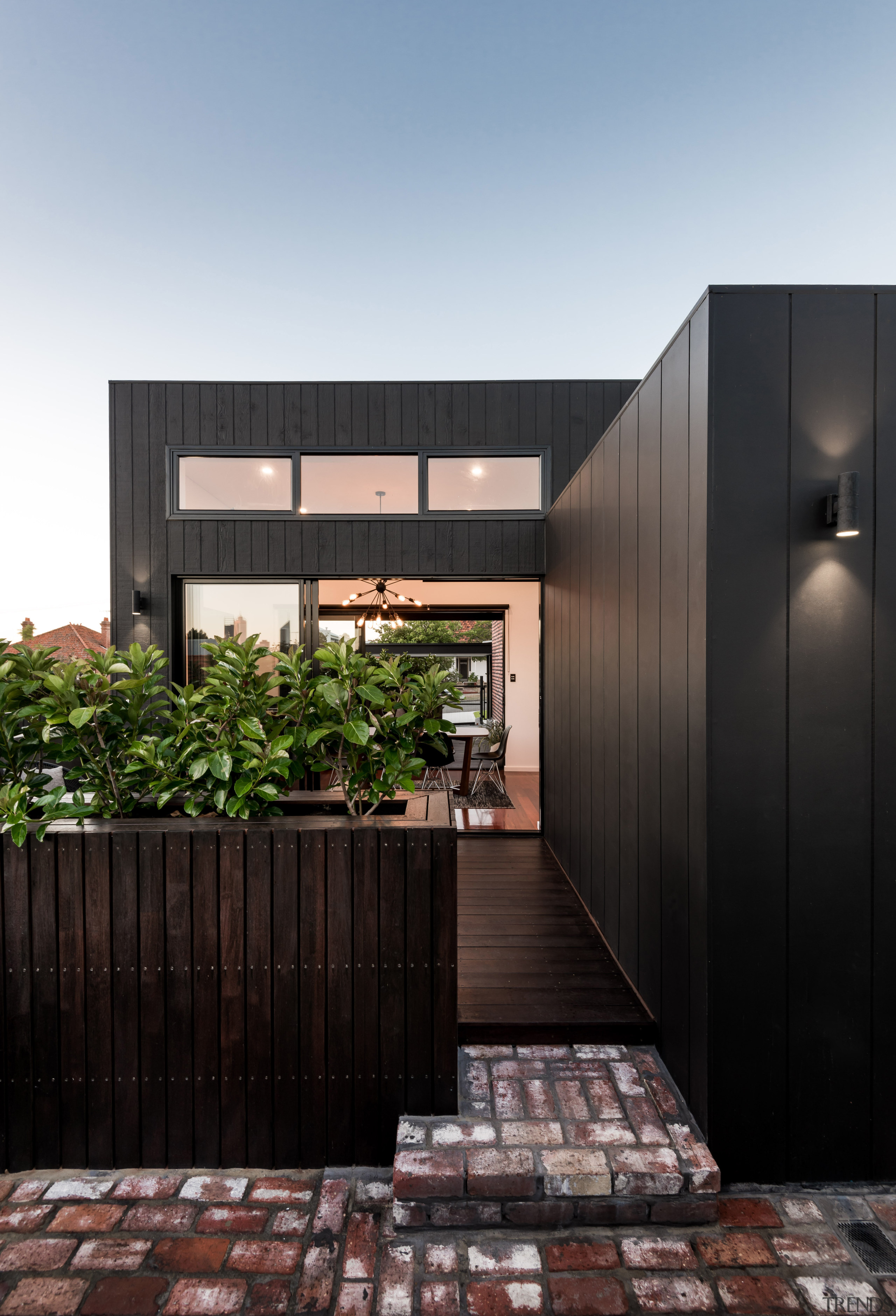 Line of sight  looking from the rear architecture, facade, home, house, real estate, black