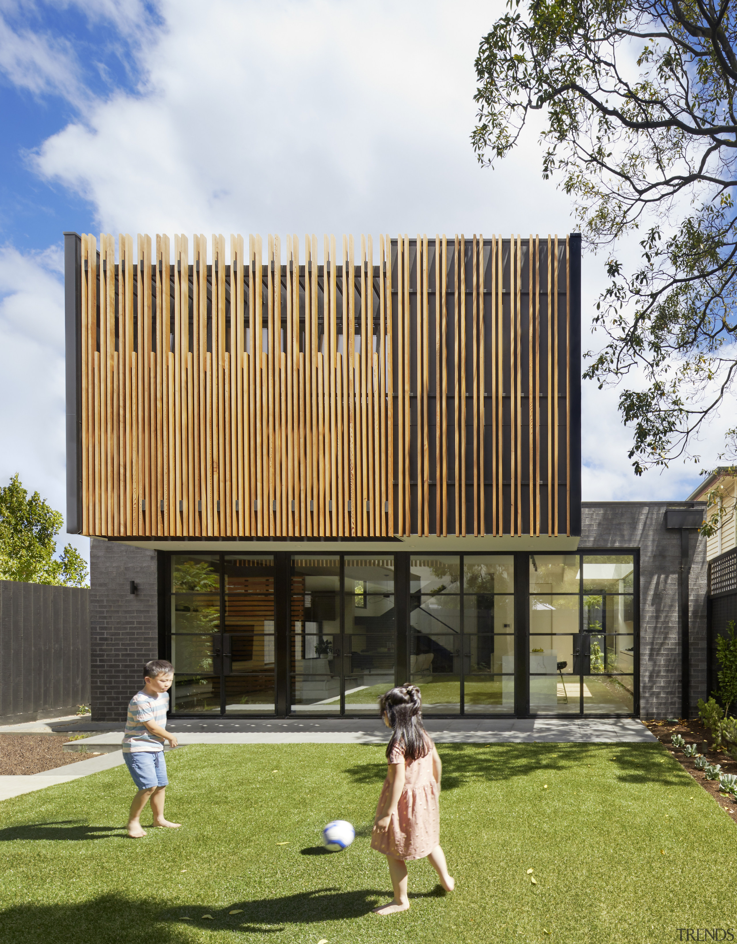 The kitchen forms part of an open-plan space 