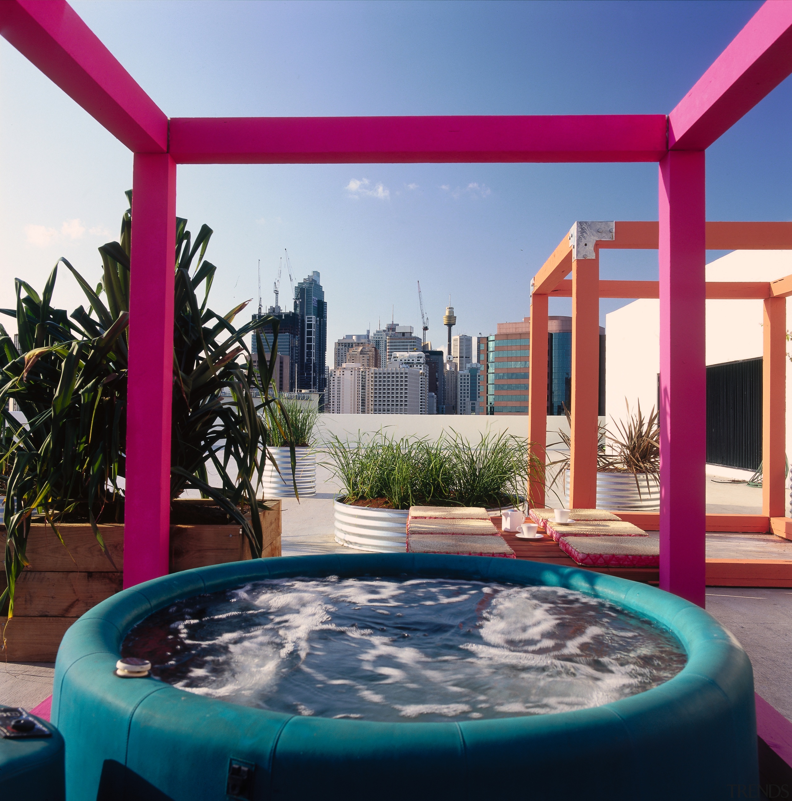 An exterior view of the patio area which estate, home, leisure, property, real estate, swimming pool, teal