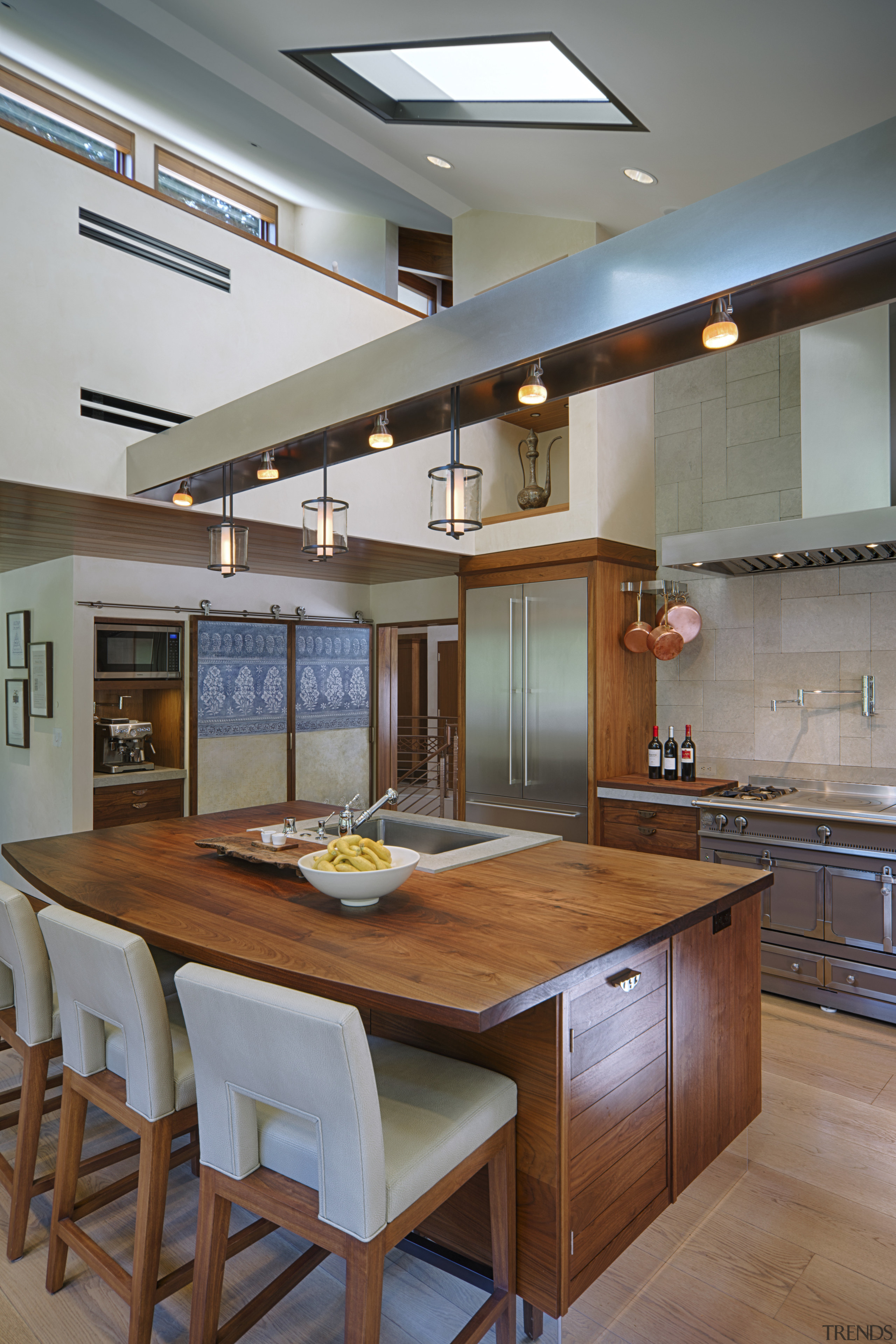 Open plan walnut kitchen - Open plan walnut cabinetry, ceiling, countertop, cuisine classique, hardwood, interior design, kitchen, real estate, room, gray, brown