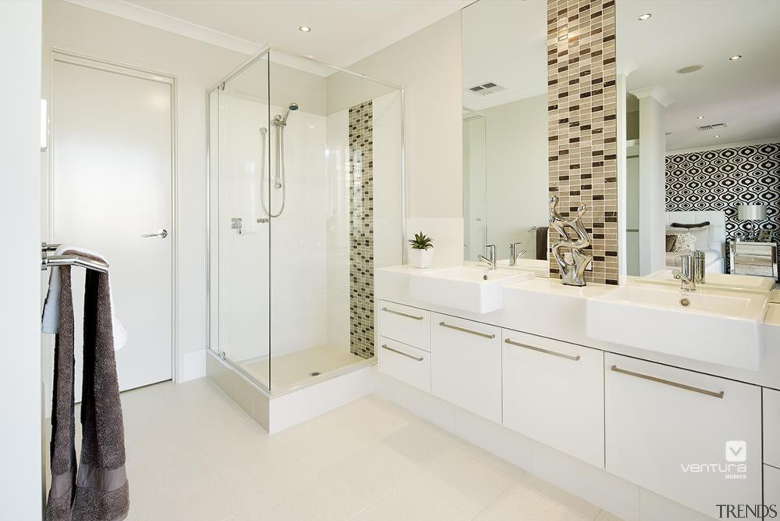 Ensuite design. - The Monticello Display Home - bathroom, bathroom cabinet, floor, home, interior design, property, real estate, room, white