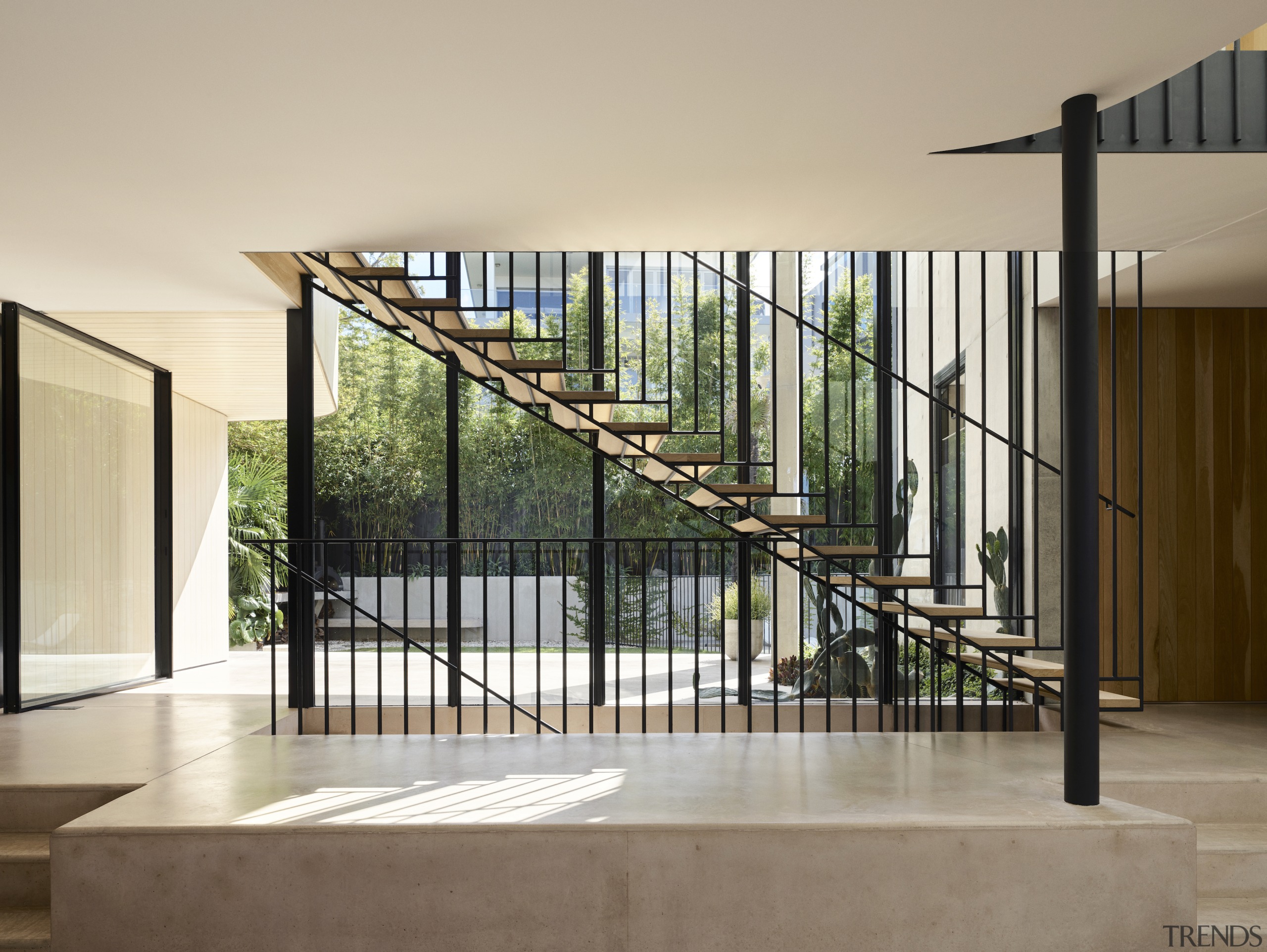 The stripped back stairs are something of a 