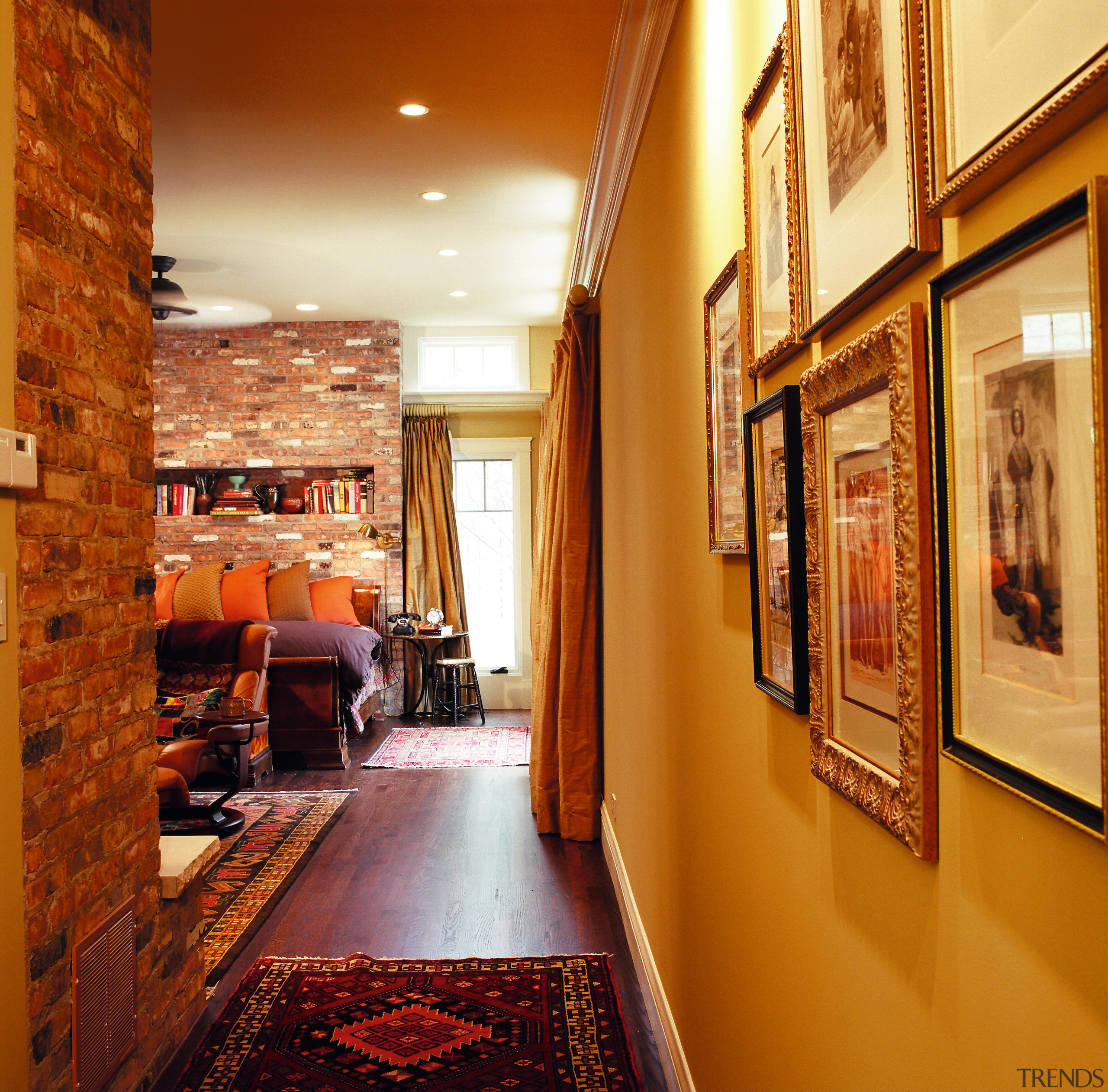 A view of the master bedroom. - A ceiling, flooring, interior design, lobby, real estate, room, wall, window, wood, brown