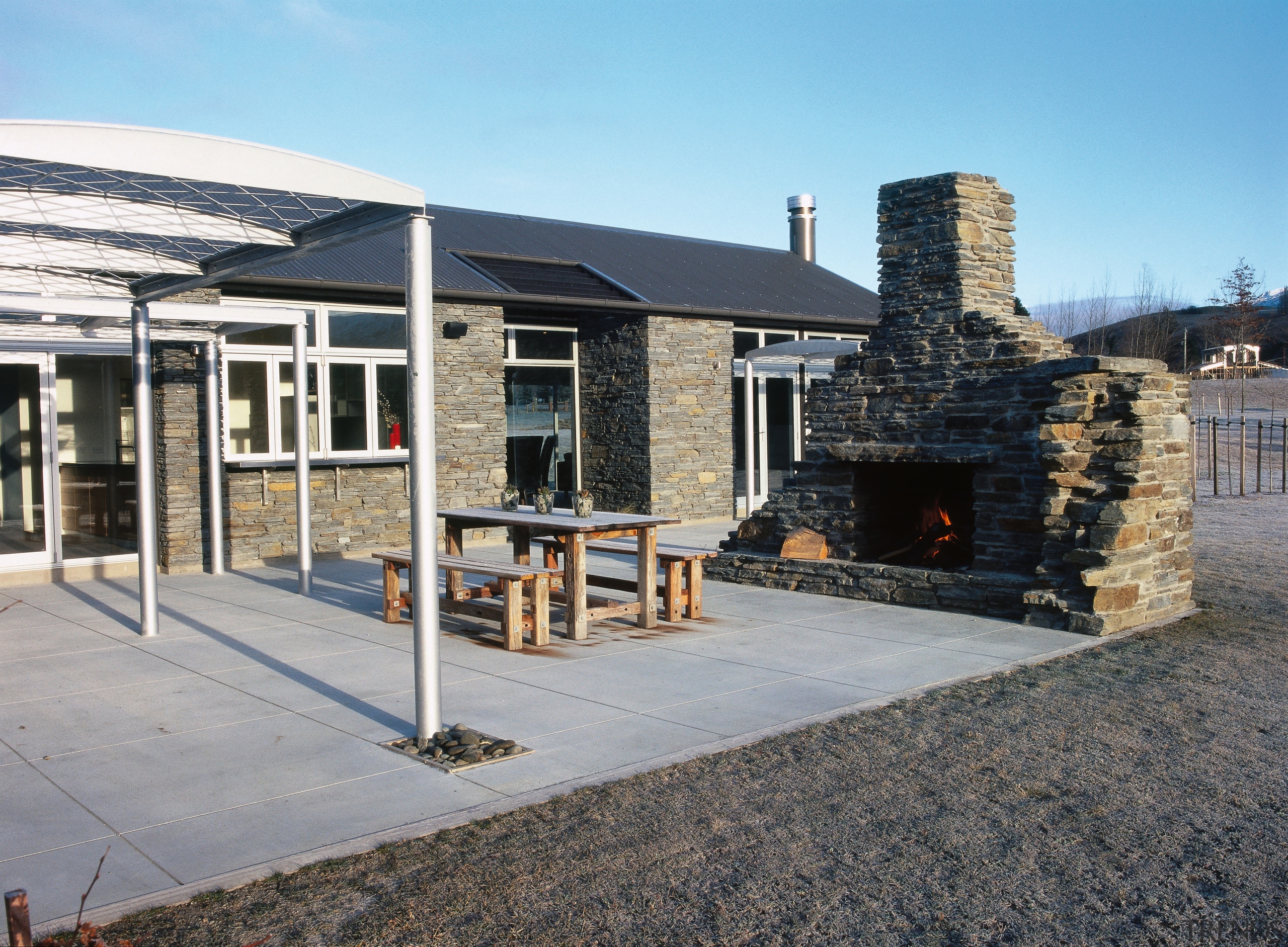 View of the patio - View of the house, property, real estate, gray