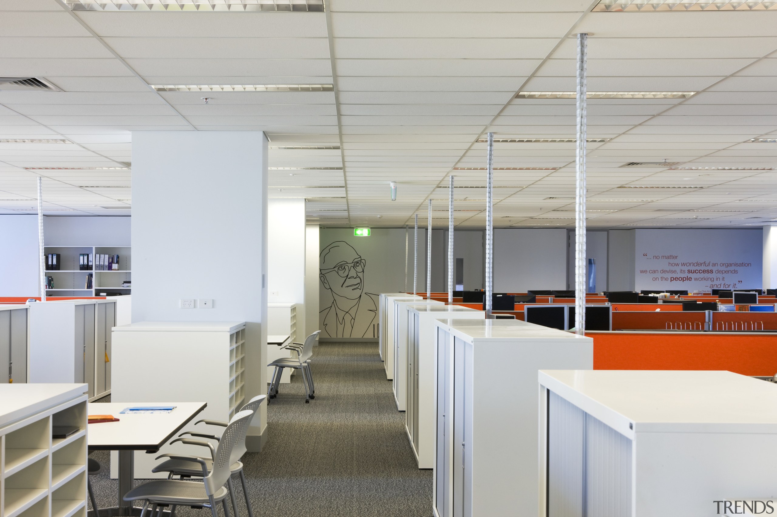 Interior view of the ARUP offices in Brisbane ceiling, interior design, office, product design, gray