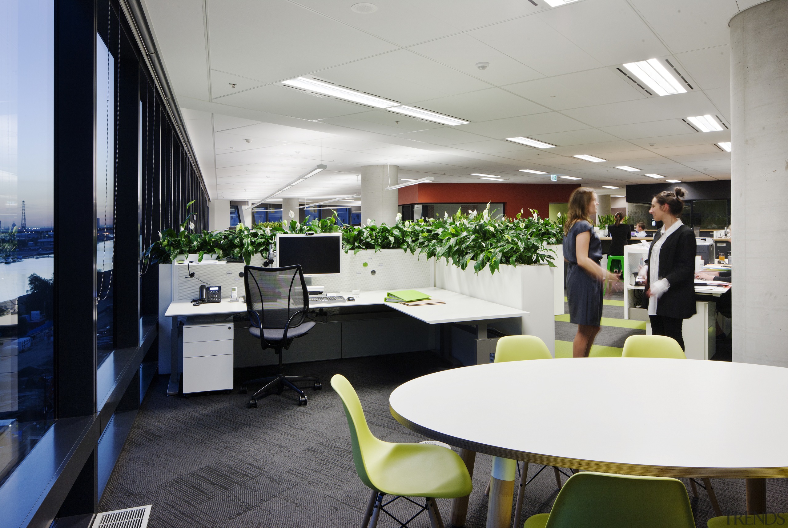 Optimising natural light on work surfaces was another interior design, office, gray, black