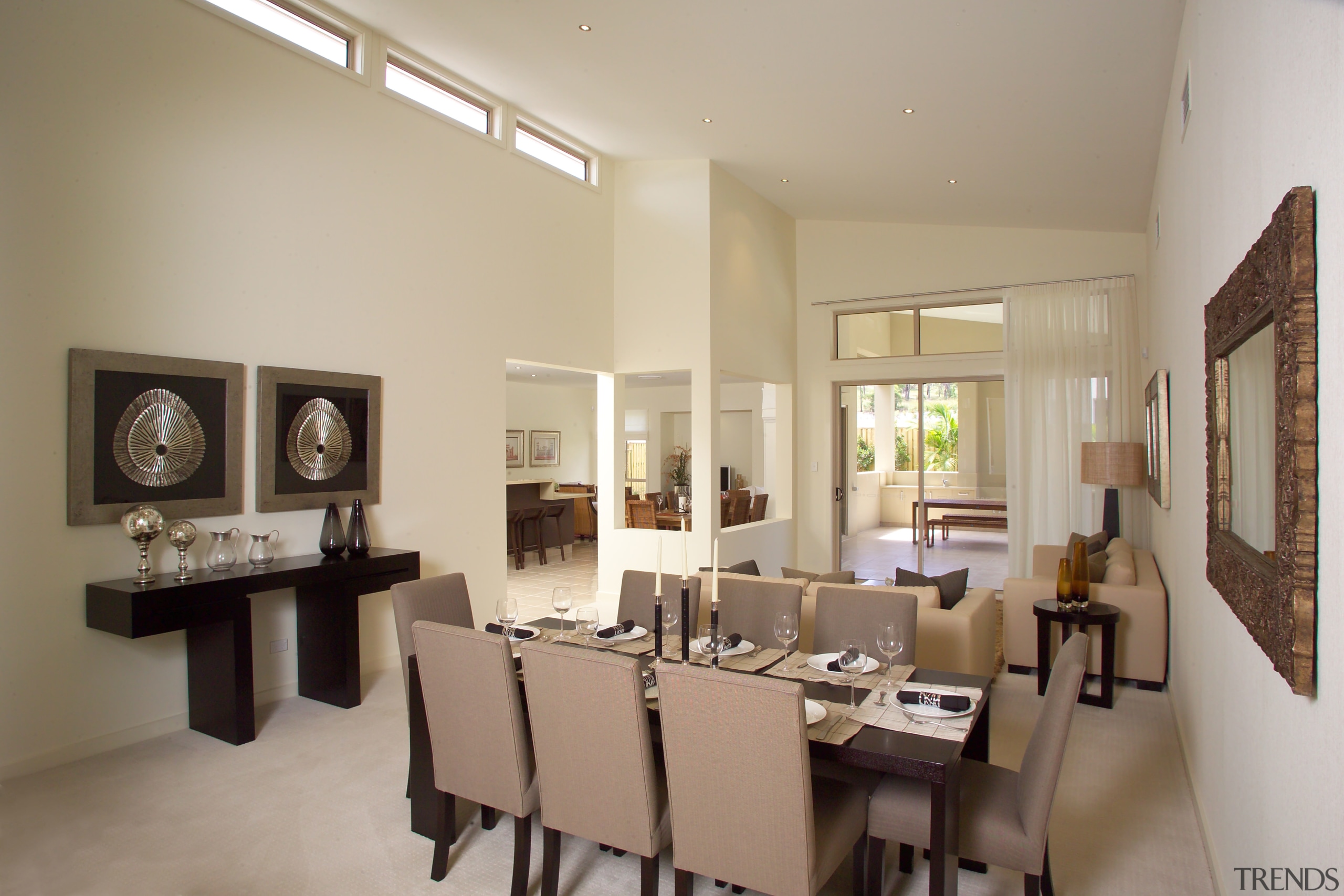 View of a contemporary home by Golden Edge dining room, interior design, living room, property, real estate, room, table, gray, brown