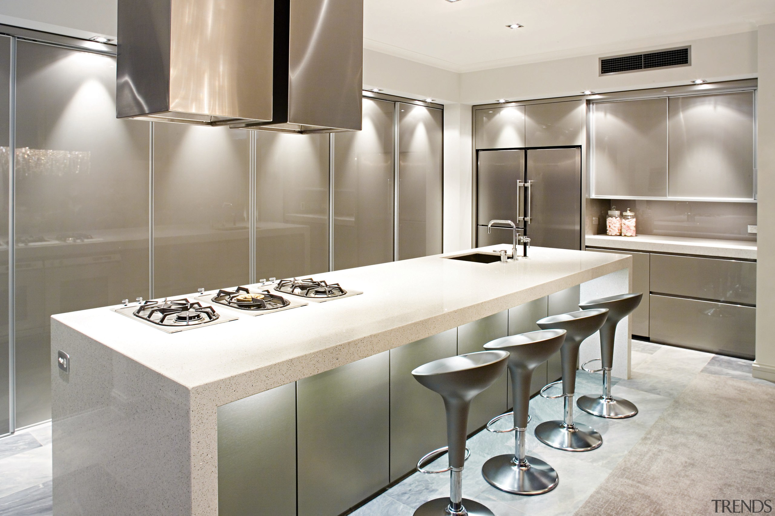 A view of a kitchen by Kitchens By countertop, cuisine classique, interior design, kitchen, product design, white, gray