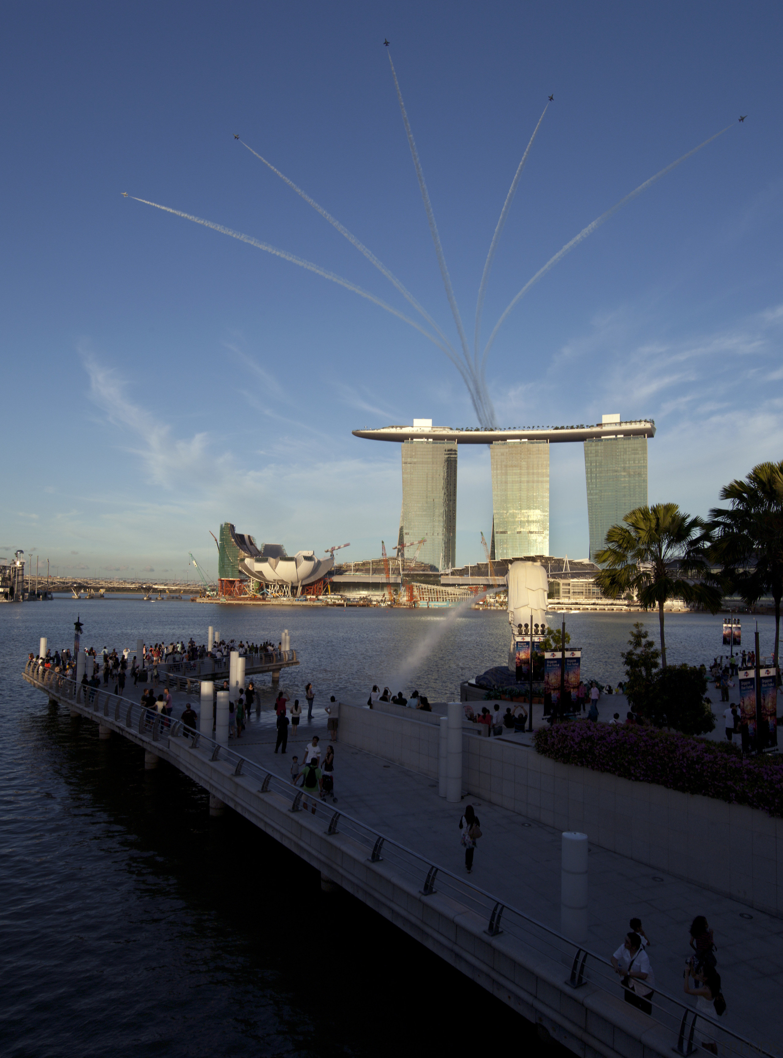 Marina Bay Sands, Singapore - Marina Bay Sands, fixed link, sea, sky, tourist attraction, waterway, black, blue