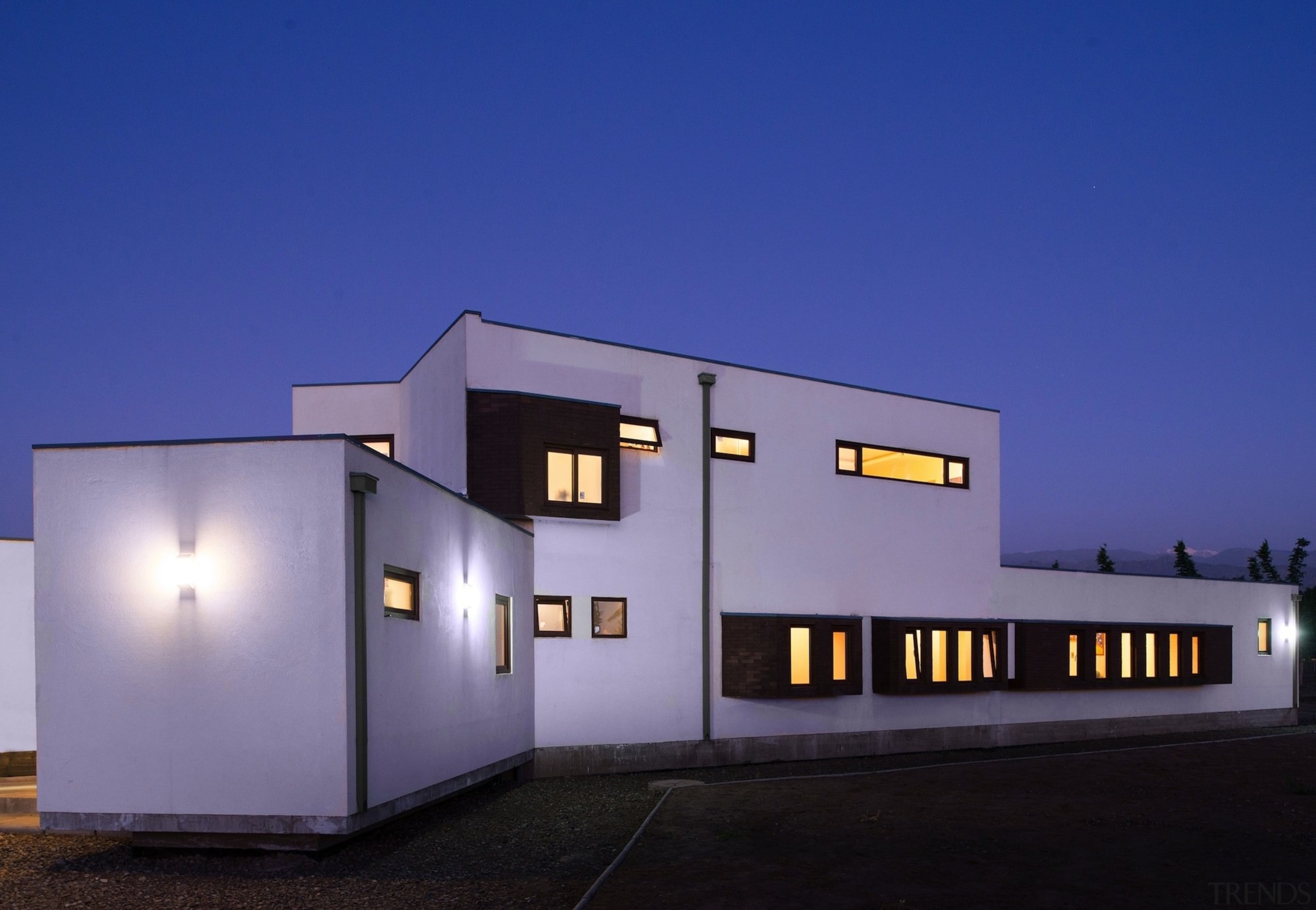 The white paint is near-essential on hotter days architecture, building, facade, home, house, property, real estate, sky, blue, purple