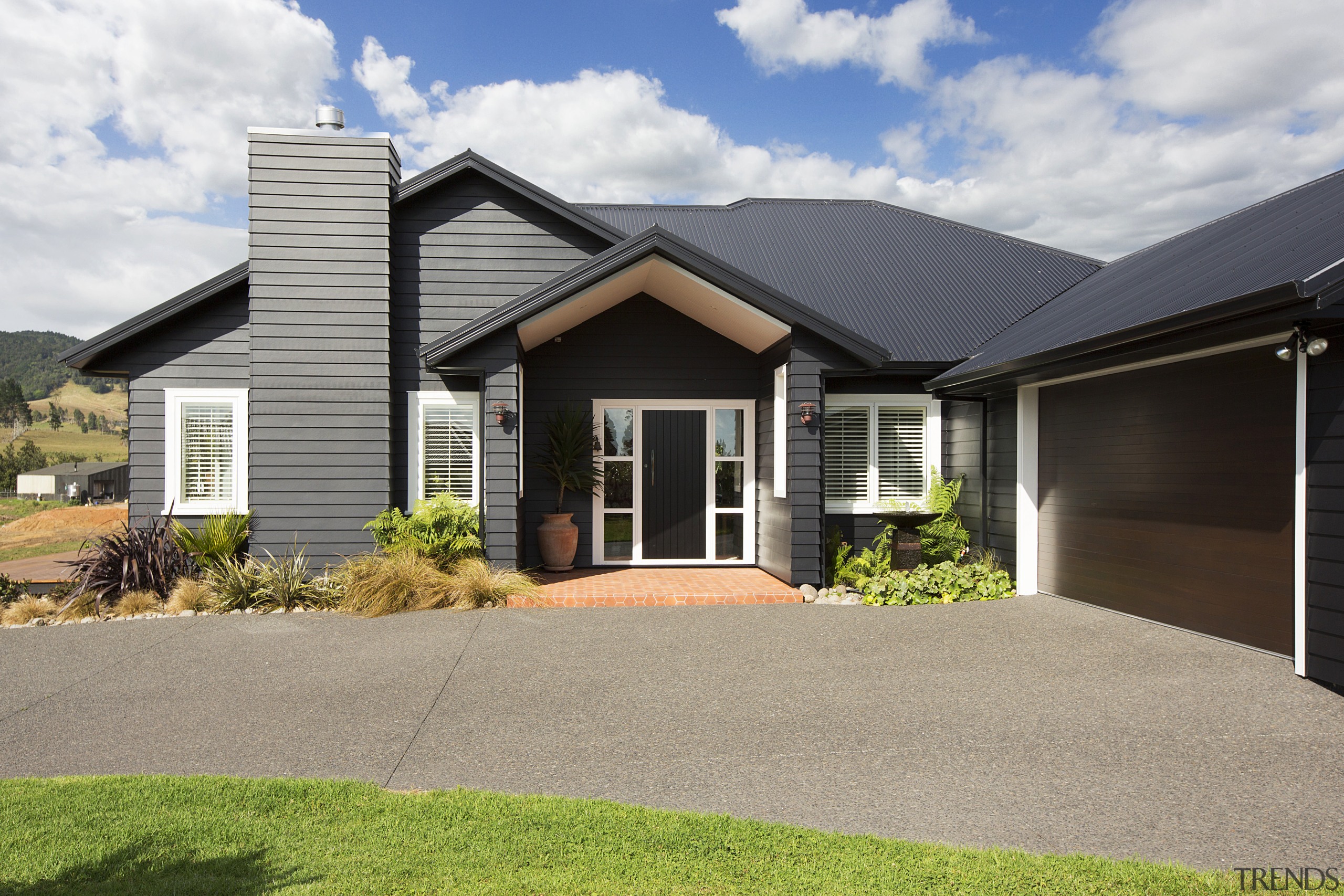 Country contemporary new home - Country contemporary new cottage, elevation, estate, facade, home, house, property, real estate, residential area, siding, window, gray