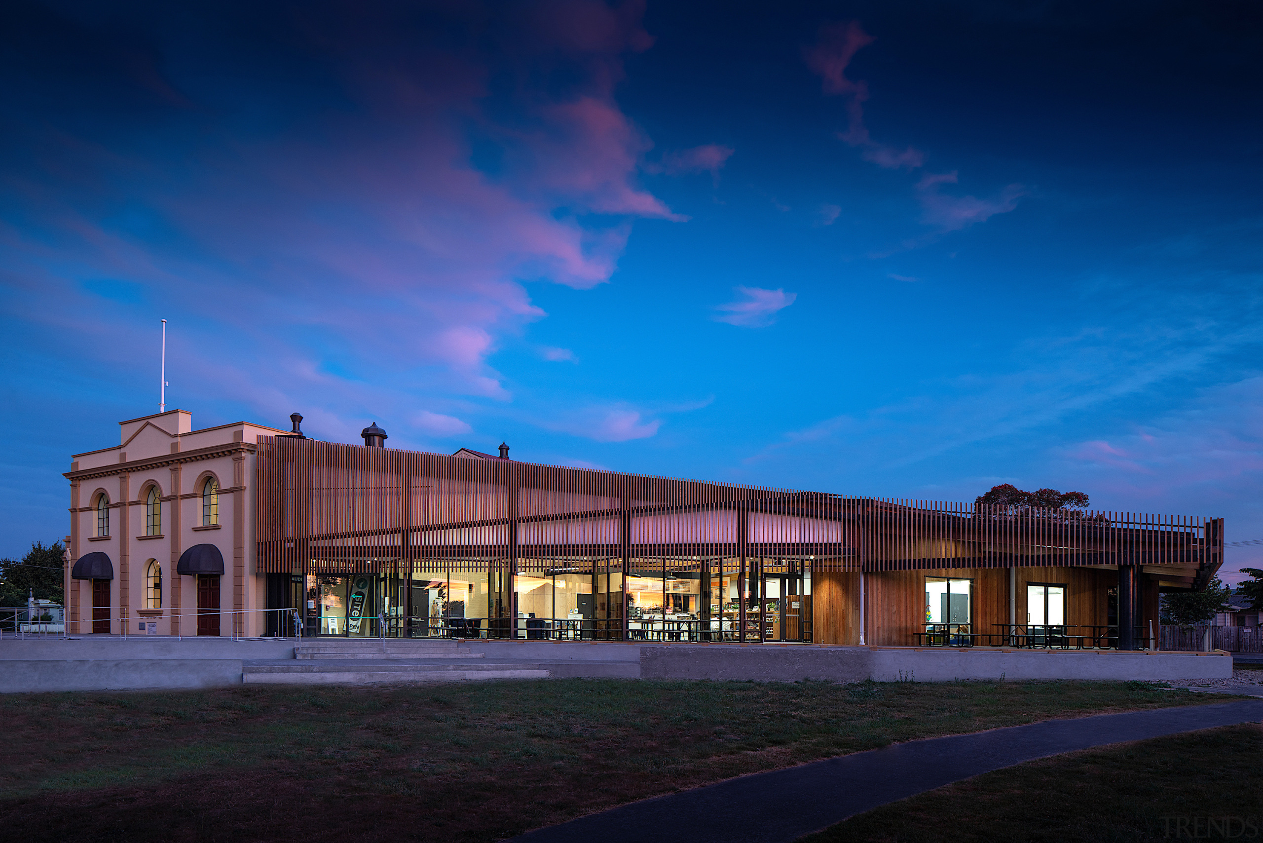 This 106-year-old masonry town hall was recently transformed blue