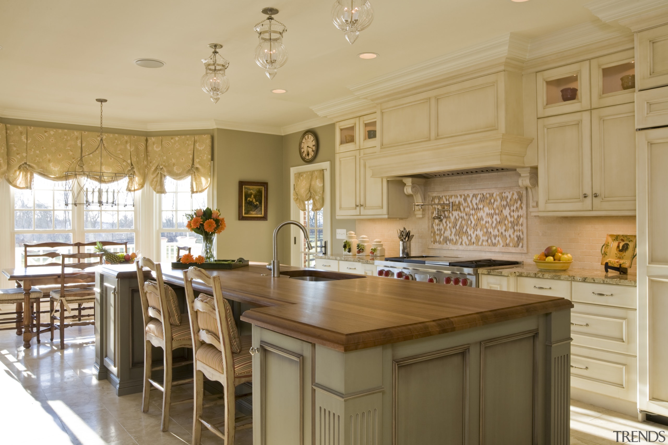 To give this kitchen a traditional European feel, cabinetry, countertop, cuisine classique, estate, home, interior design, kitchen, real estate, room, orange, brown