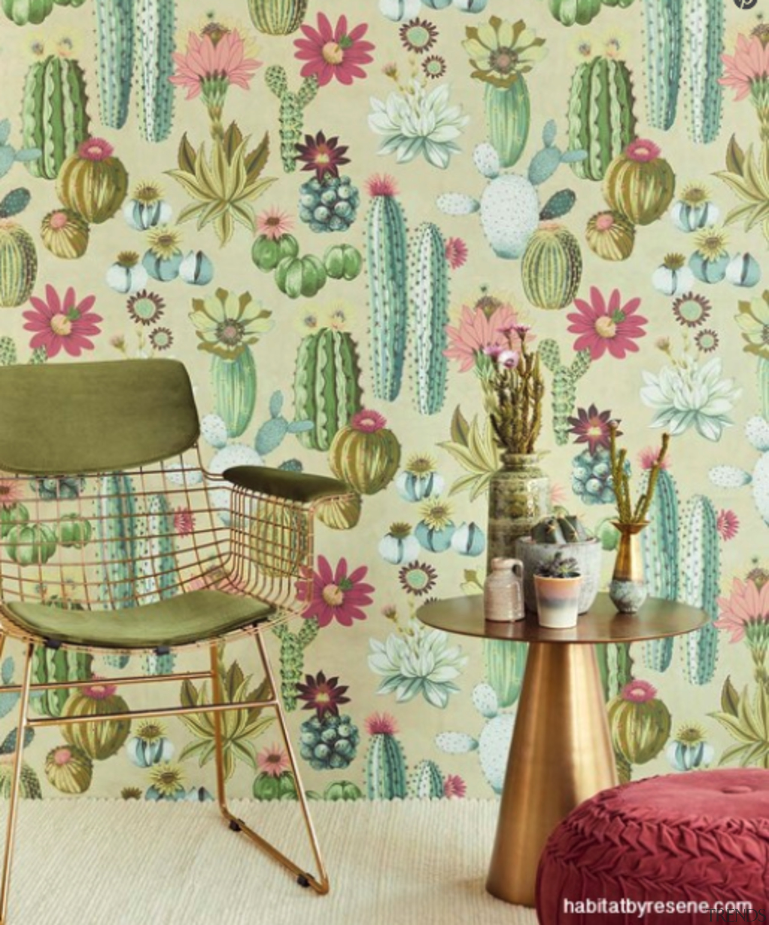 Resene - curtain | furniture | green | curtain, furniture, green, interior design, living room, pattern, pink, plant, room, teal, textile, wallpaper, window treatment, yellow