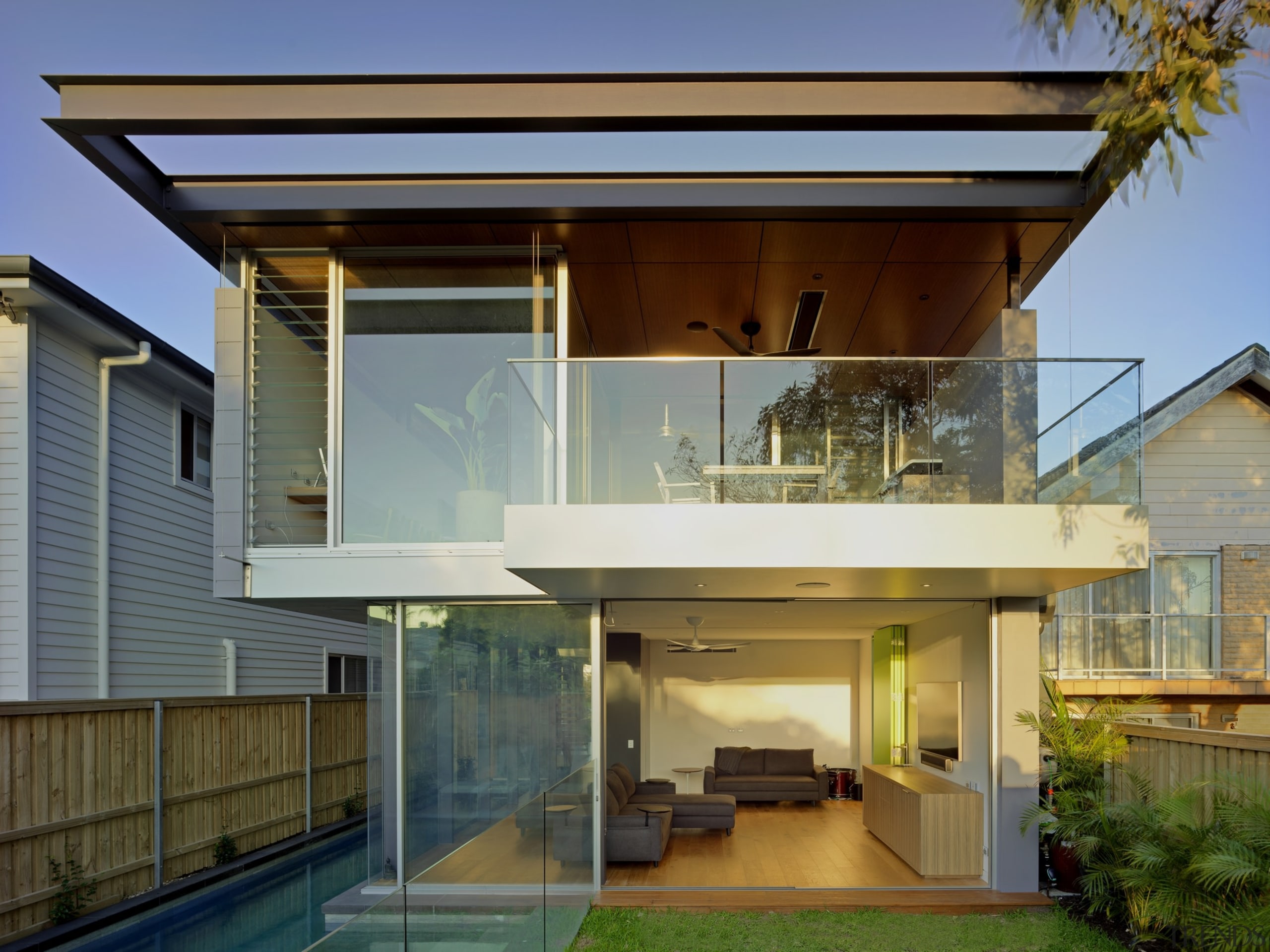 Roar Northcurlcurl House 13S - architecture | daylighting architecture, daylighting, elevation, estate, facade, home, house, property, real estate, residential area, roof, siding, window, brown, gray