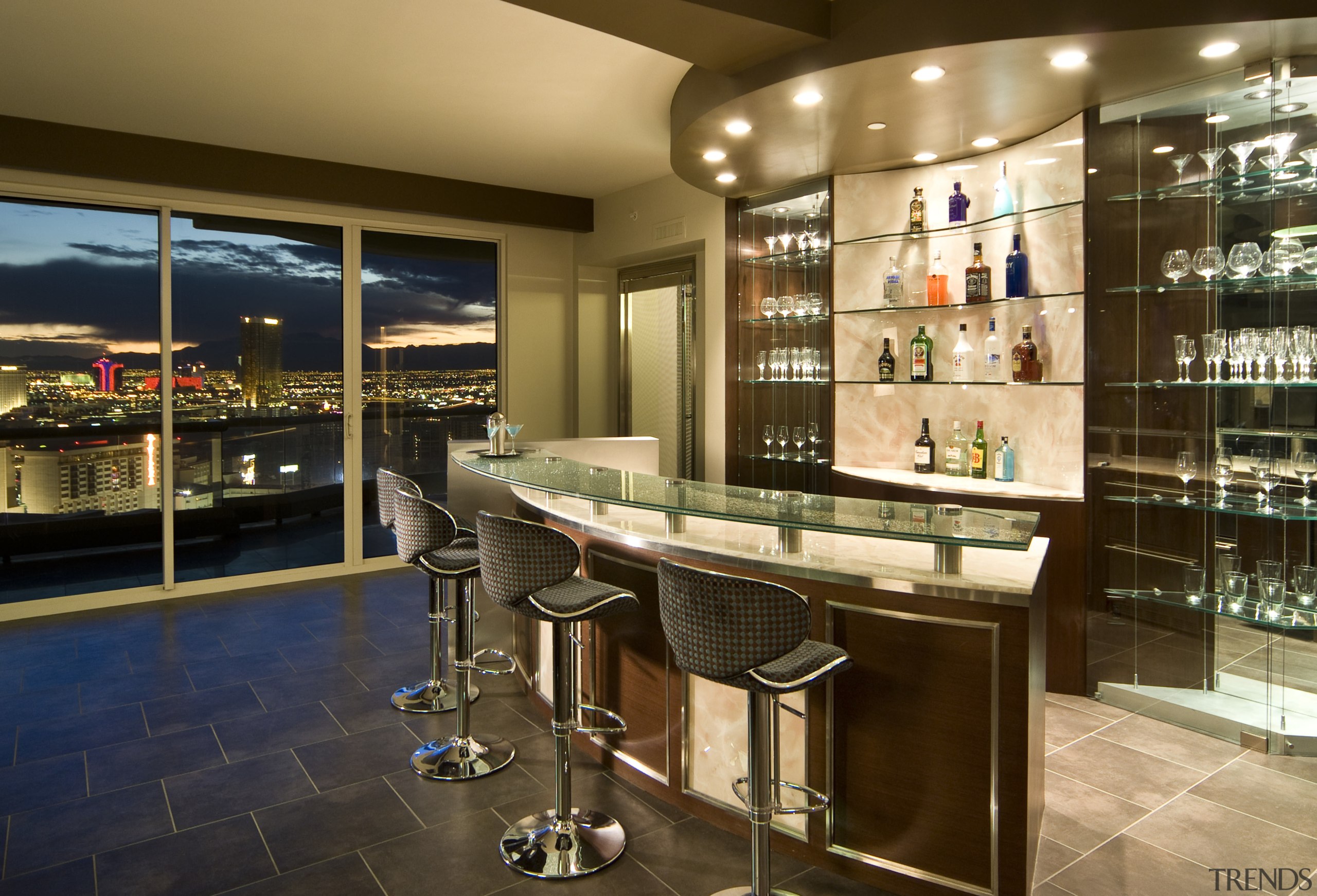 View of apartment designed by Design Elements featuring countertop, interior design, brown