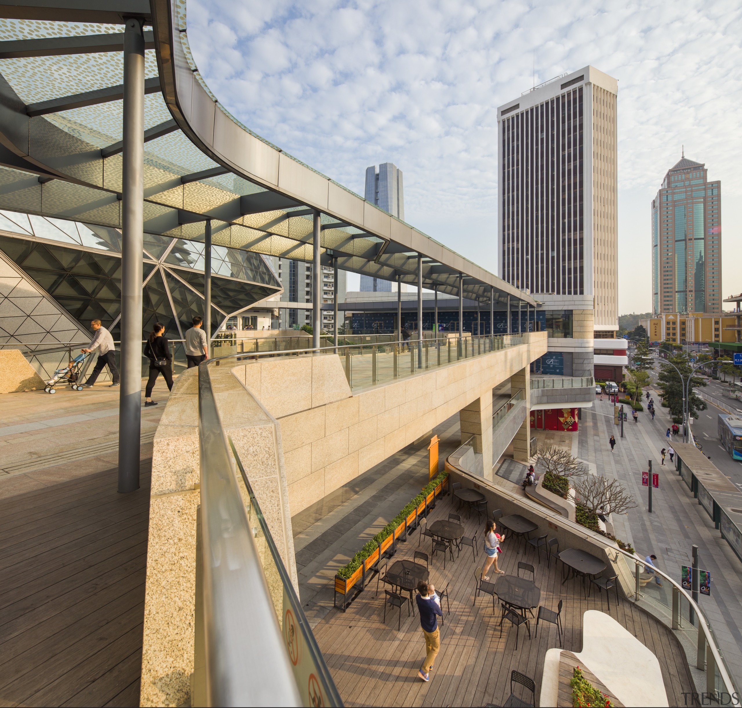 Broad terraces and large balconies give Shekou Gateway architecture, building, city, metropolis, metropolitan area, mixed use, skyway, structure, urban area, gray