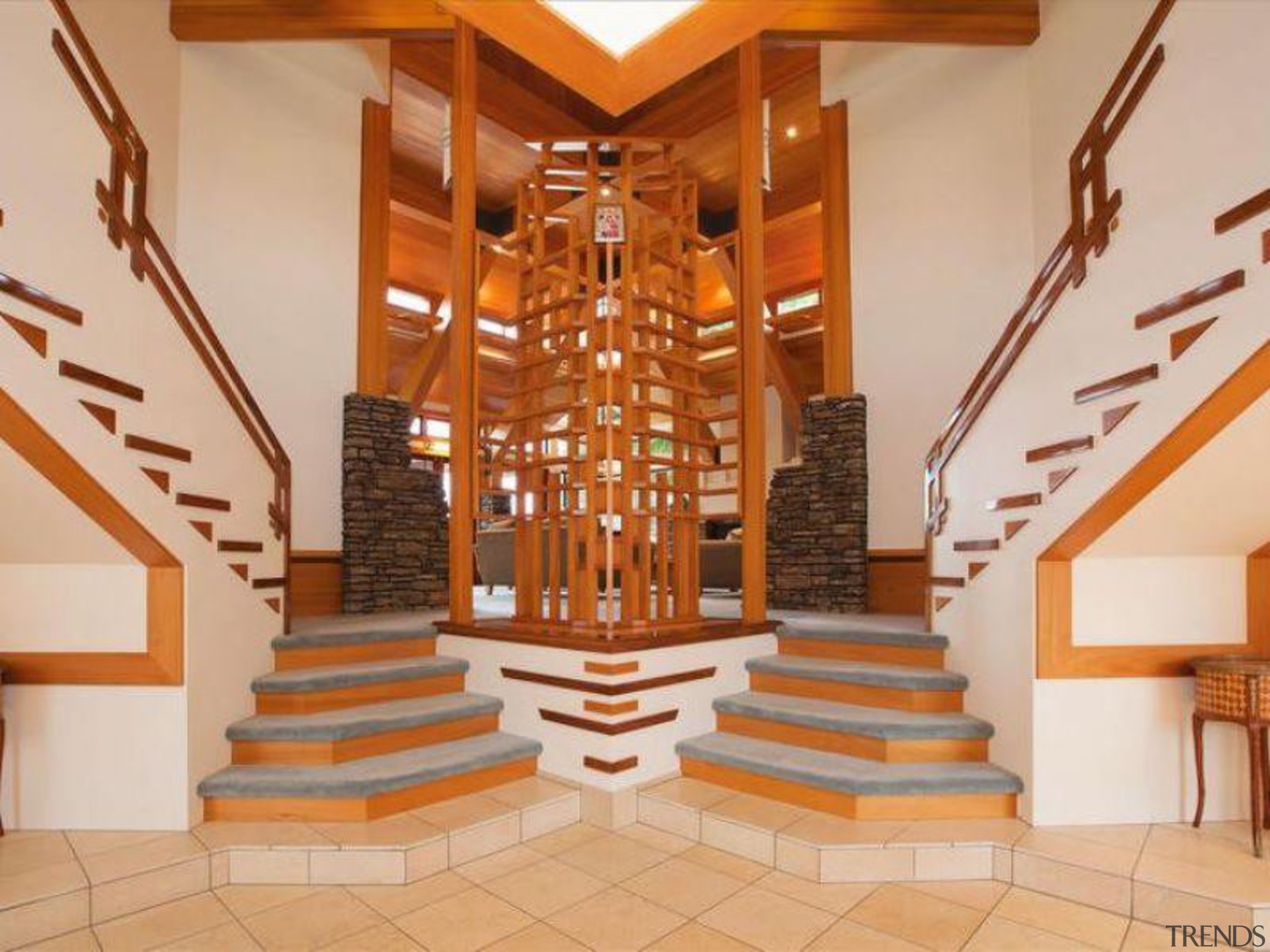 Monteray 3 - ceiling | estate | flooring ceiling, estate, flooring, handrail, interior design, lobby, property, stairs, orange, brown