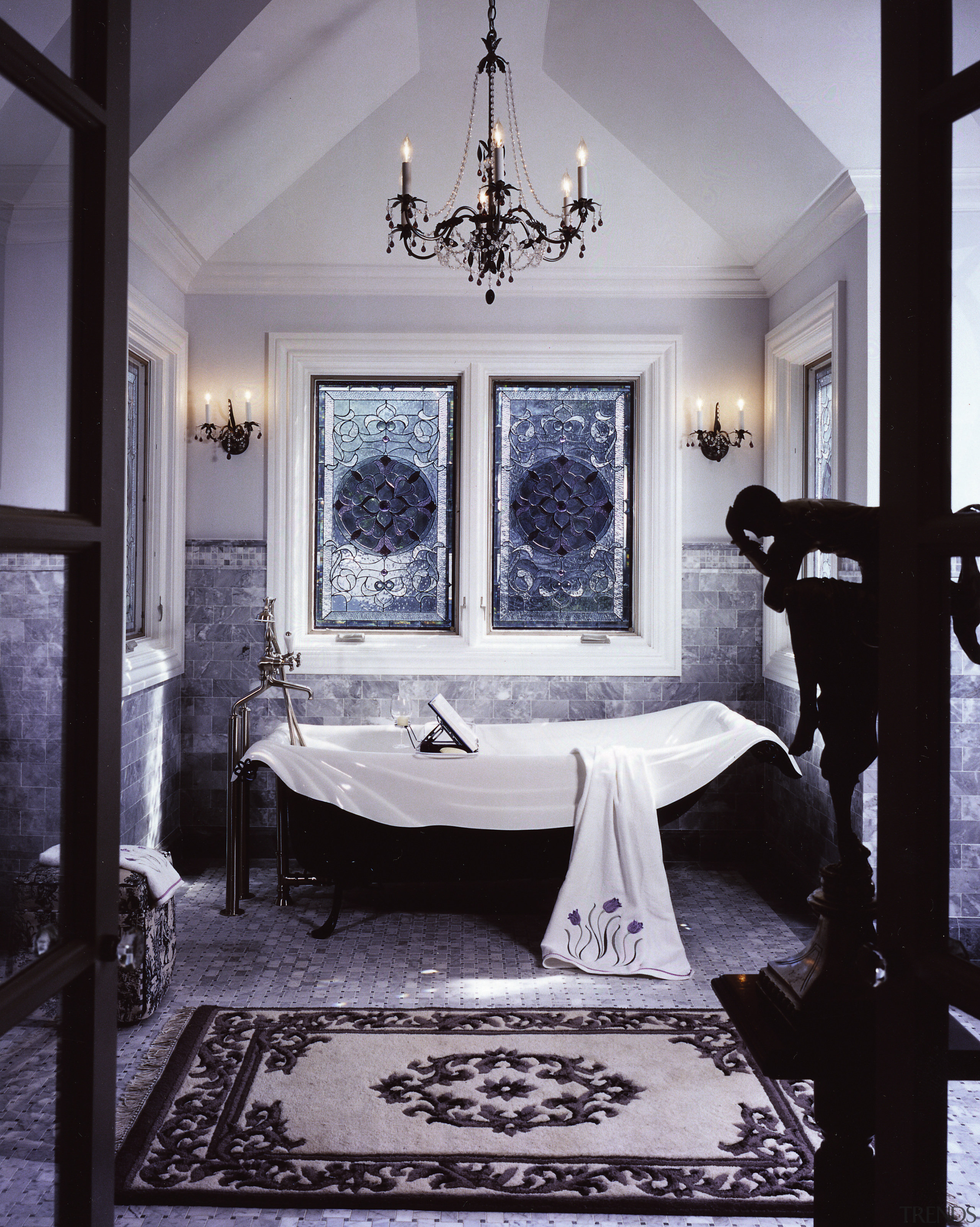 View of bathroom - View of bathroom - bathroom, ceiling, floor, furniture, home, interior design, living room, room, window, gray, black