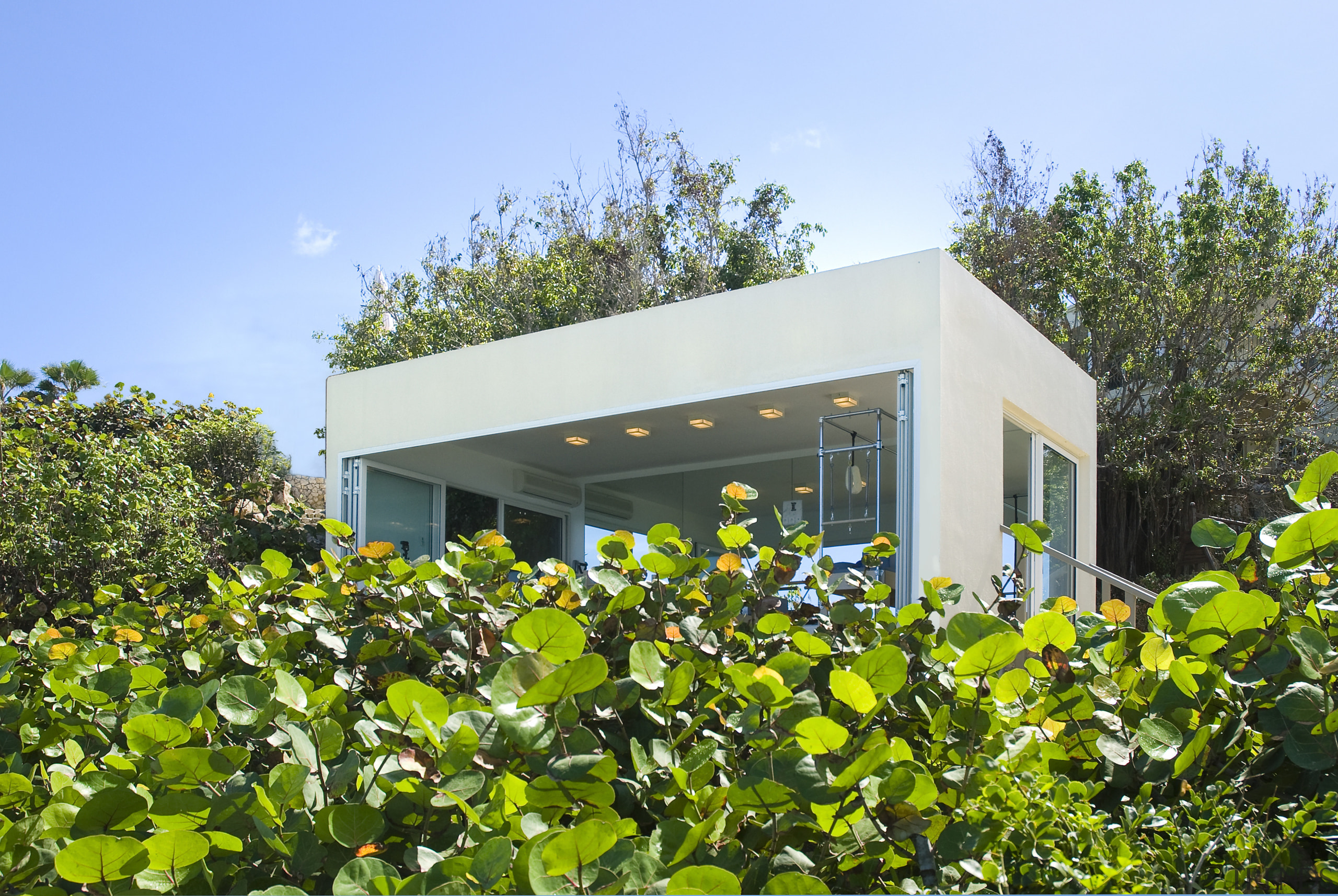 This home was designed by Geoffrey Bradfield. - architecture, cottage, facade, home, house, plant, real estate, tree, teal