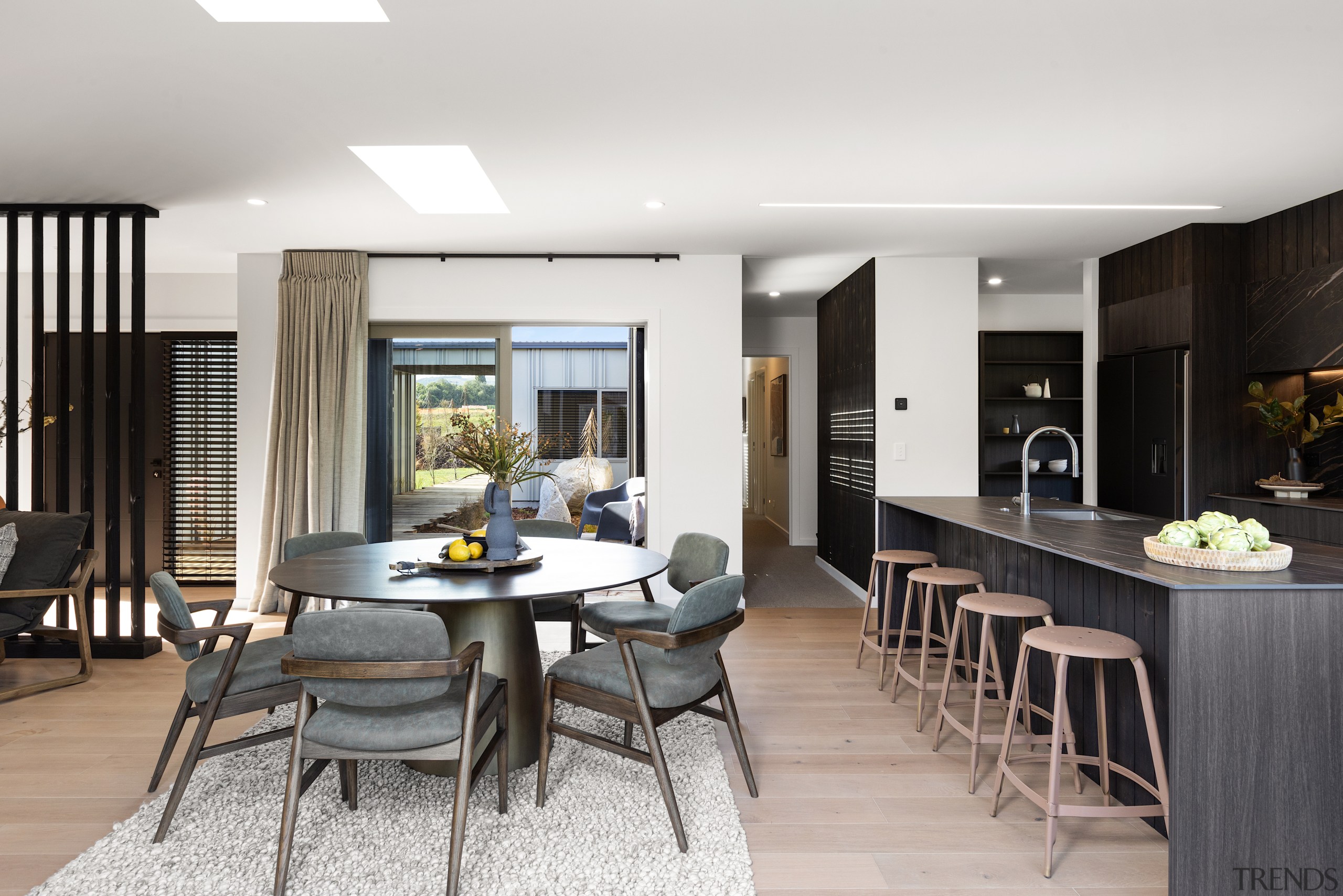 Looking across the dining area to the patio 