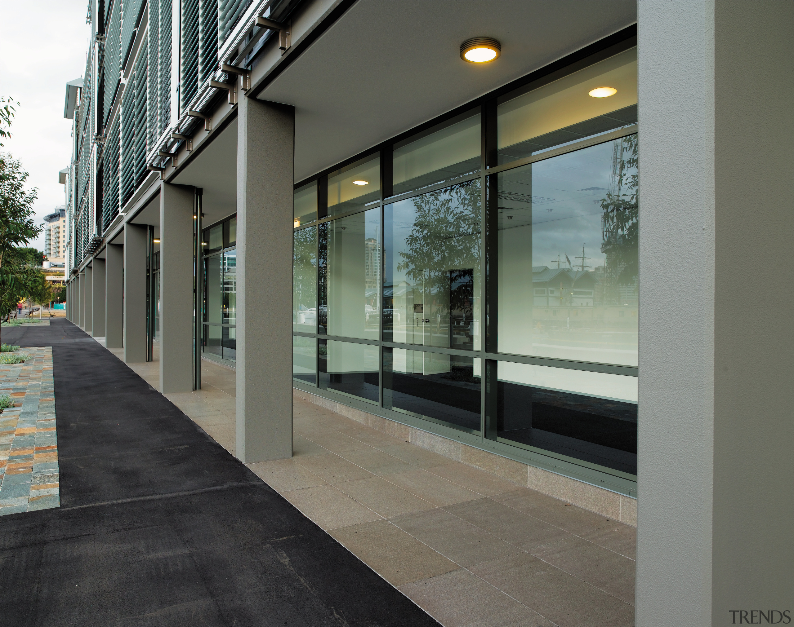 A view of some rendered surfaces by City architecture, building, condominium, facade, glass, house, real estate, window, gray, black