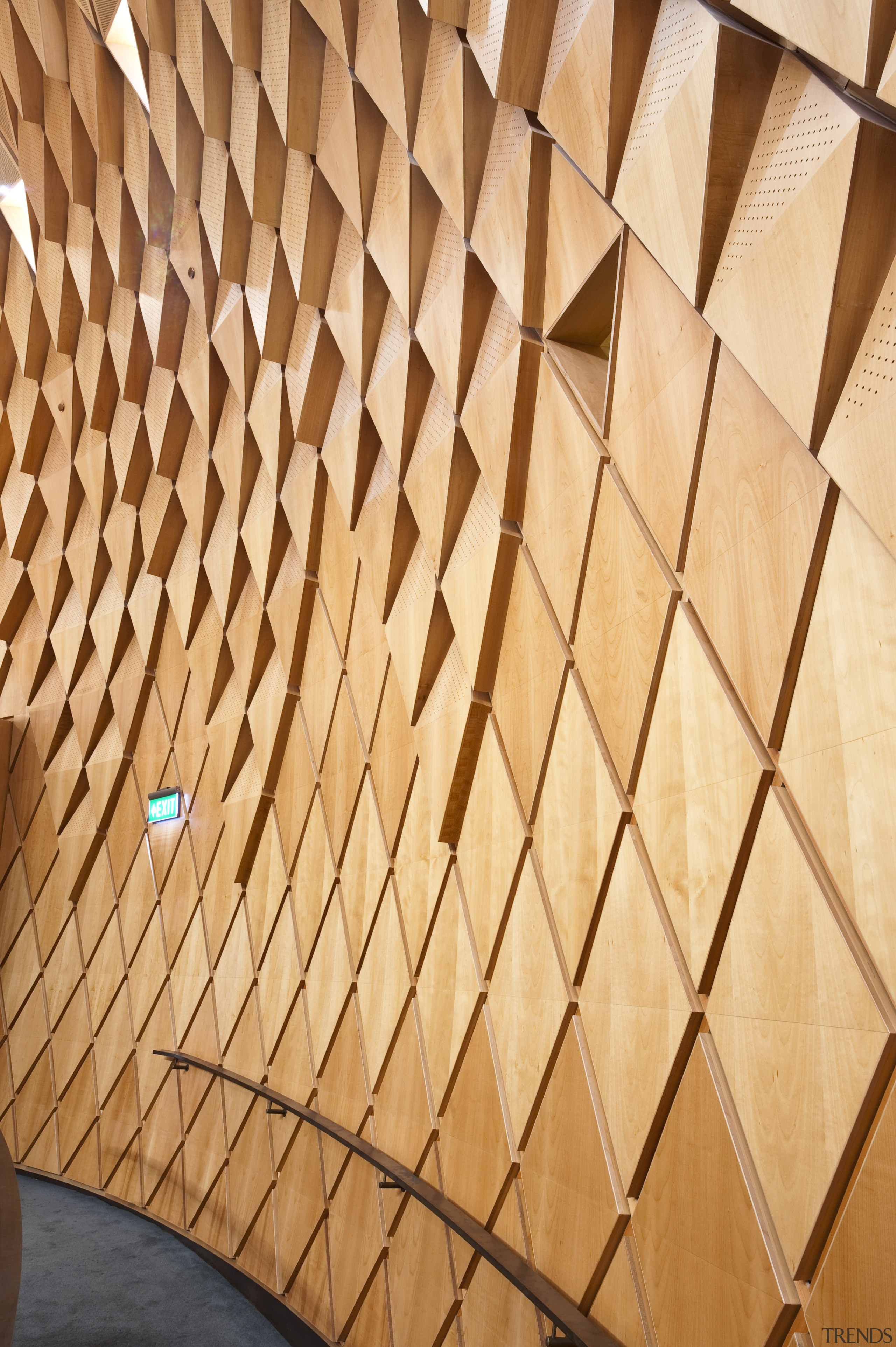 Supreme Court of New Zealand, Wellington - Supreme ceiling, daylighting, floor, flooring, hardwood, line, lumber, material, pattern, symmetry, wall, wood, wood flooring, wood stain, orange