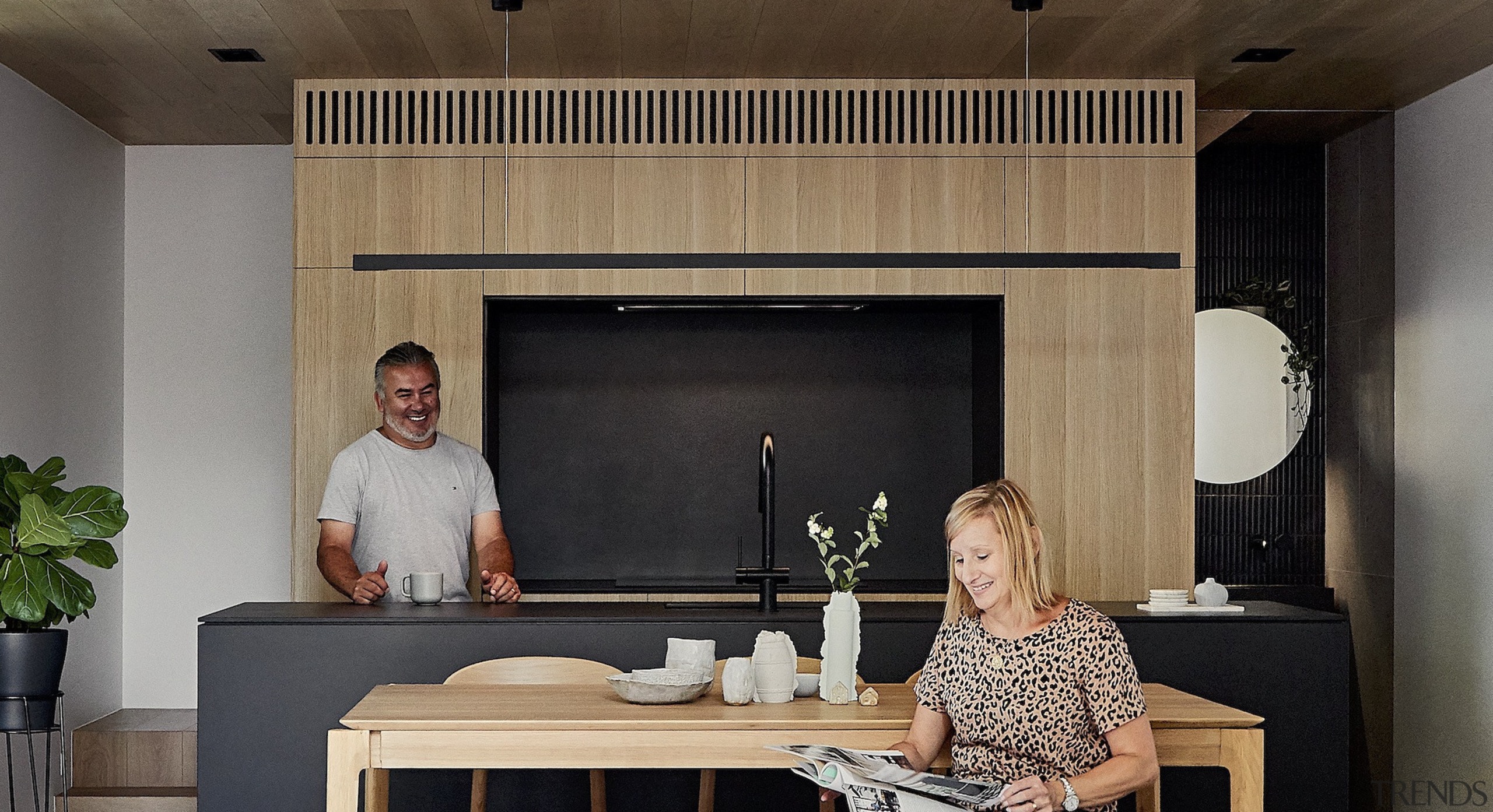 Modest footprint, maximised impactA wooden table, wooden bench 