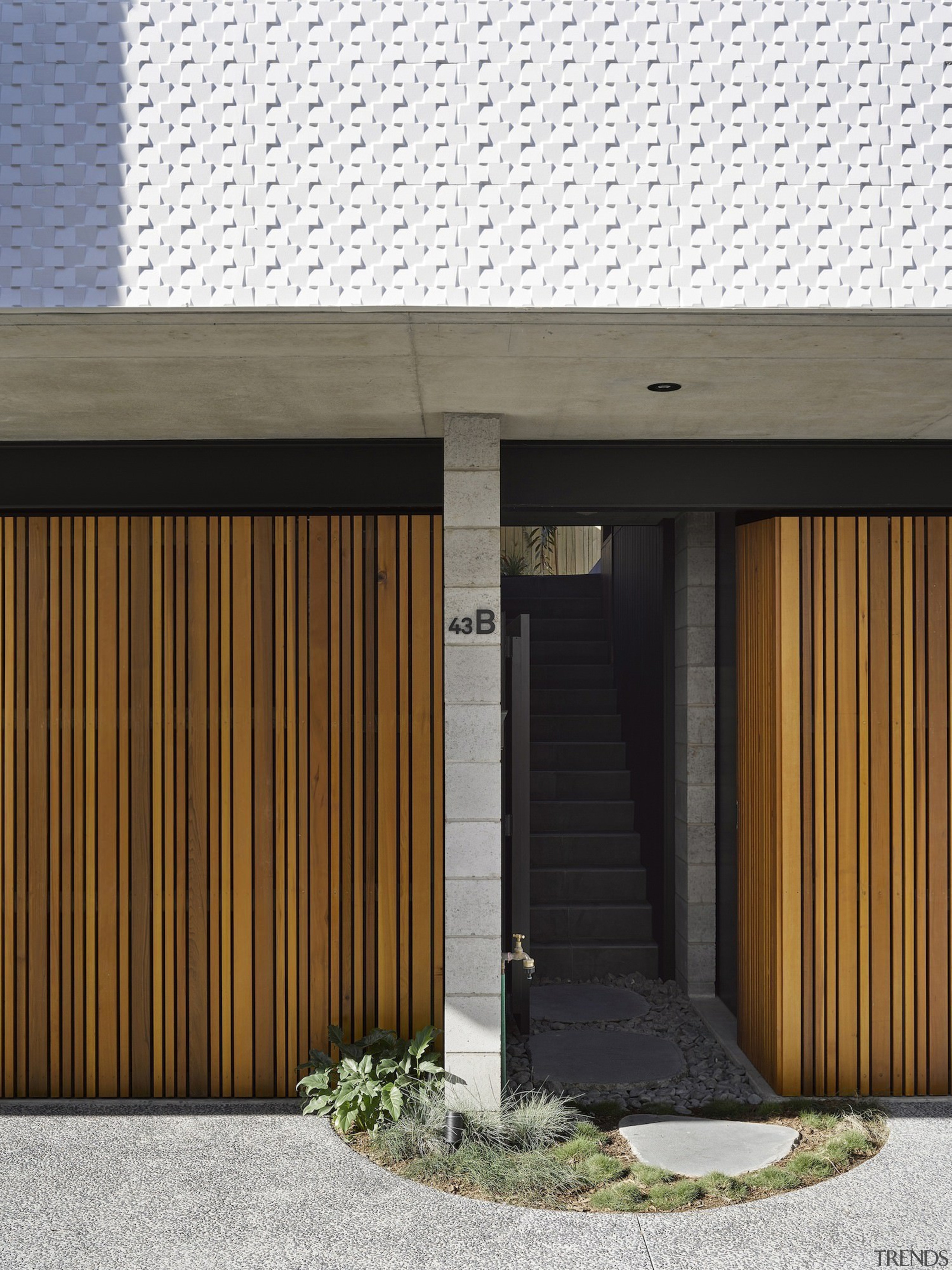 Architect: Refresh DesignPhotography by Roger D’Souza architecture, building, door, facade, garage door, home, house, siding, wood, white