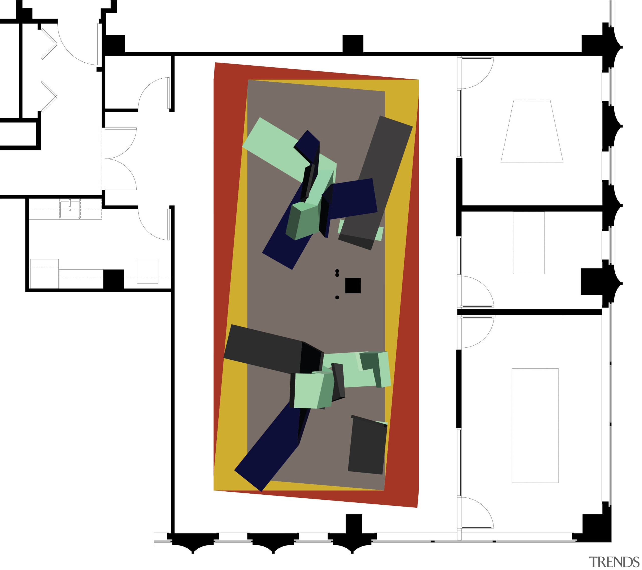 In the Arup satellite office in downtown LA, design, diagram, font, line, pattern, product design, white