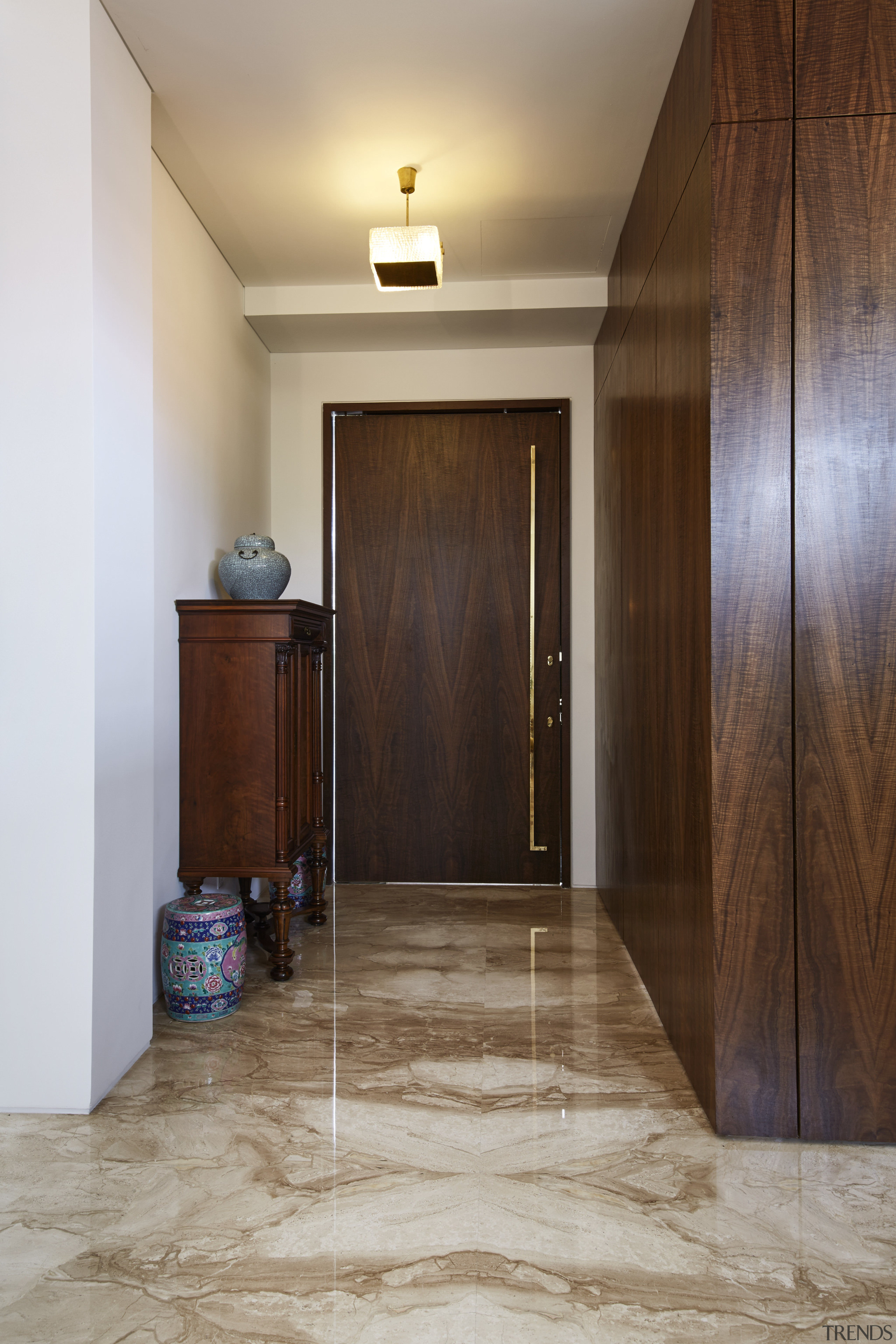 Matched veneer on the front door and Italian door, floor, flooring, hardwood, home, interior design, laminate flooring, real estate, room, tile, wall, wood, wood flooring, wood stain, brown, gray