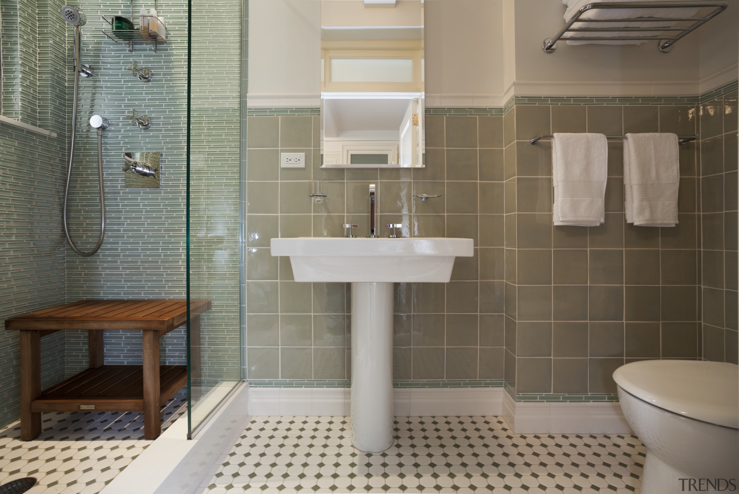 Apartment bathroom renovation - Apartment bathroom renovation - bathroom, bathroom accessory, ceramic, floor, flooring, interior design, plumbing fixture, public toilet, room, sink, tile, wall, gray, brown