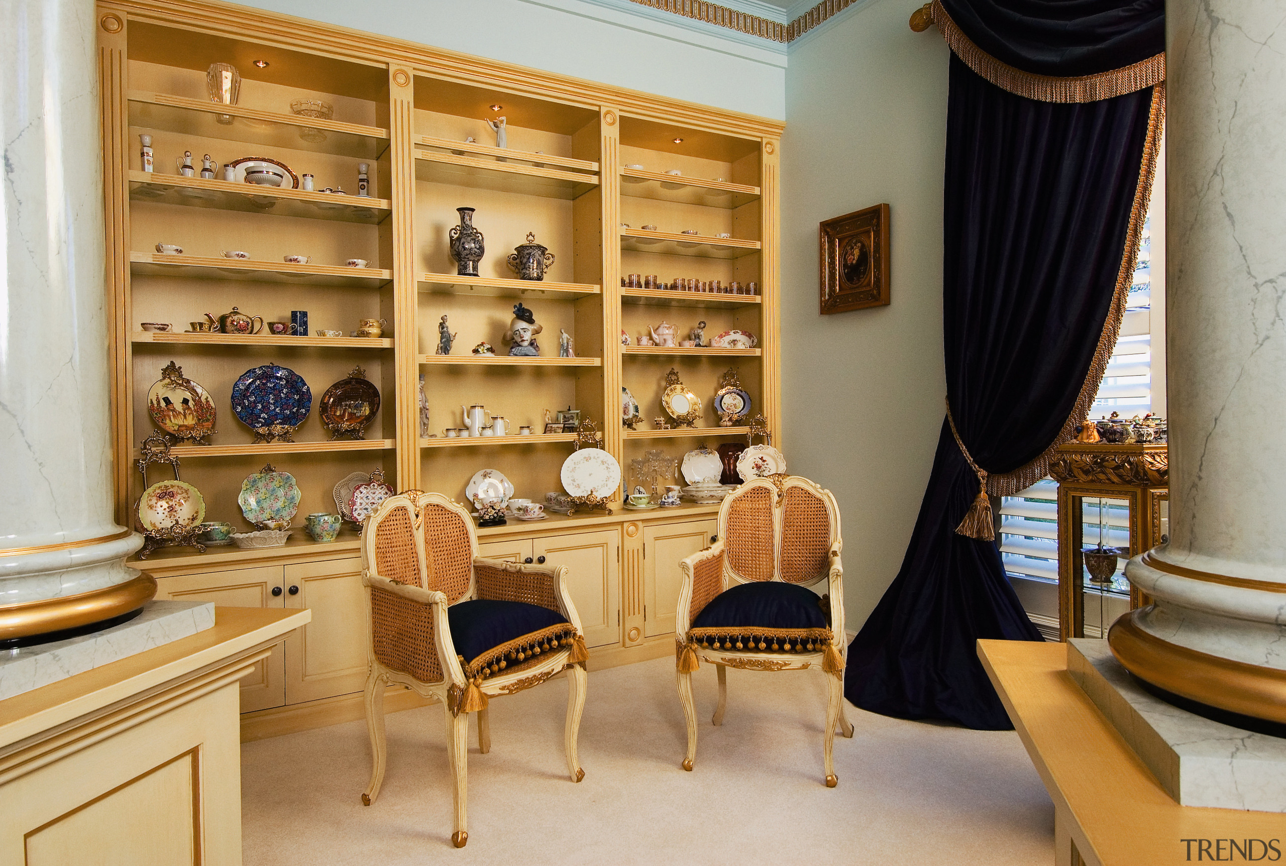 A view of some cabinetry by Scullery &amp; bookcase, furniture, interior design, room, shelving, brown, orange