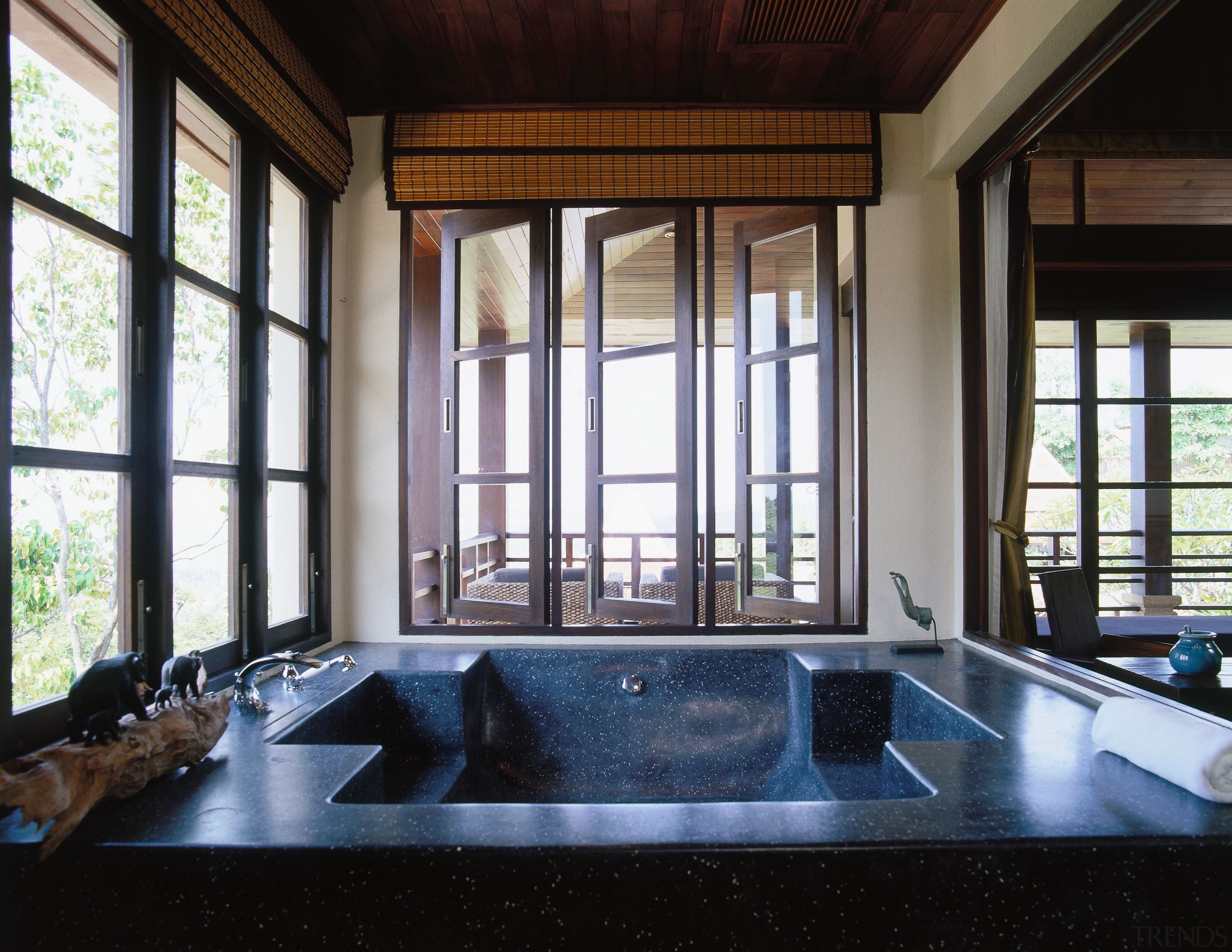 view of the terazzo bath that looks out architecture, daylighting, estate, interior design, property, real estate, window, black