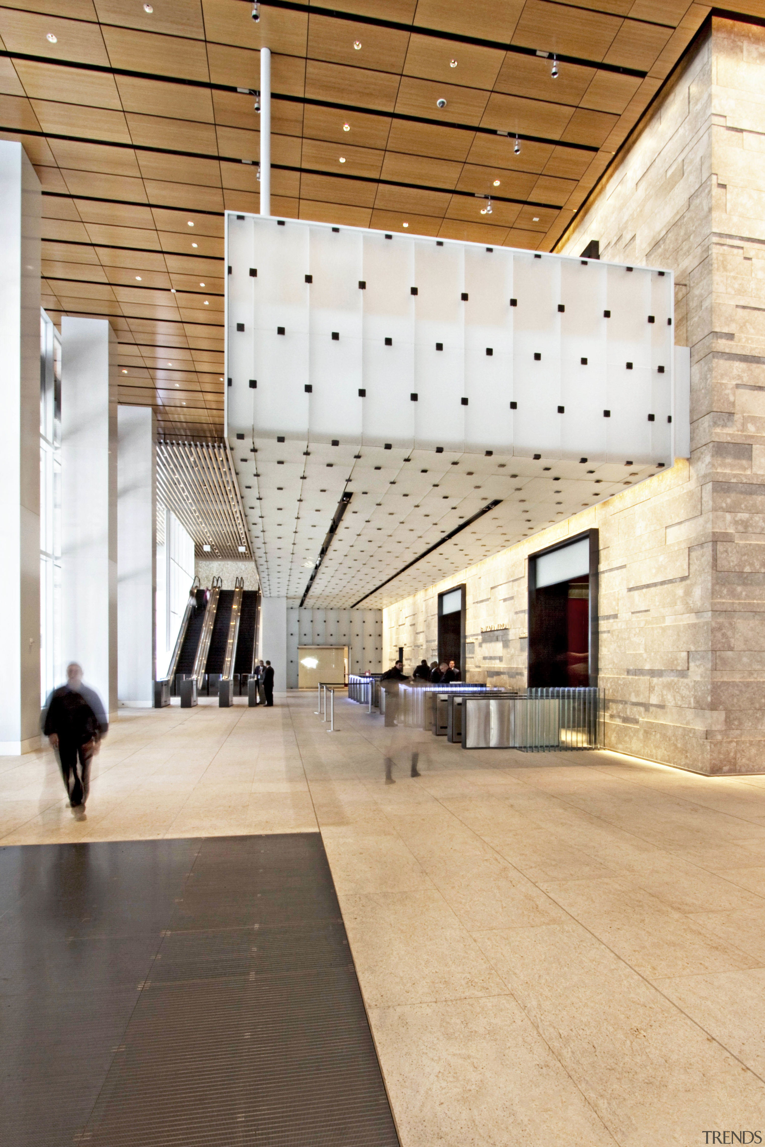 Interior view of the lobby area at the architecture, ceiling, daylighting, floor, flooring, interior design, lobby, tile, tourist attraction, white, orange