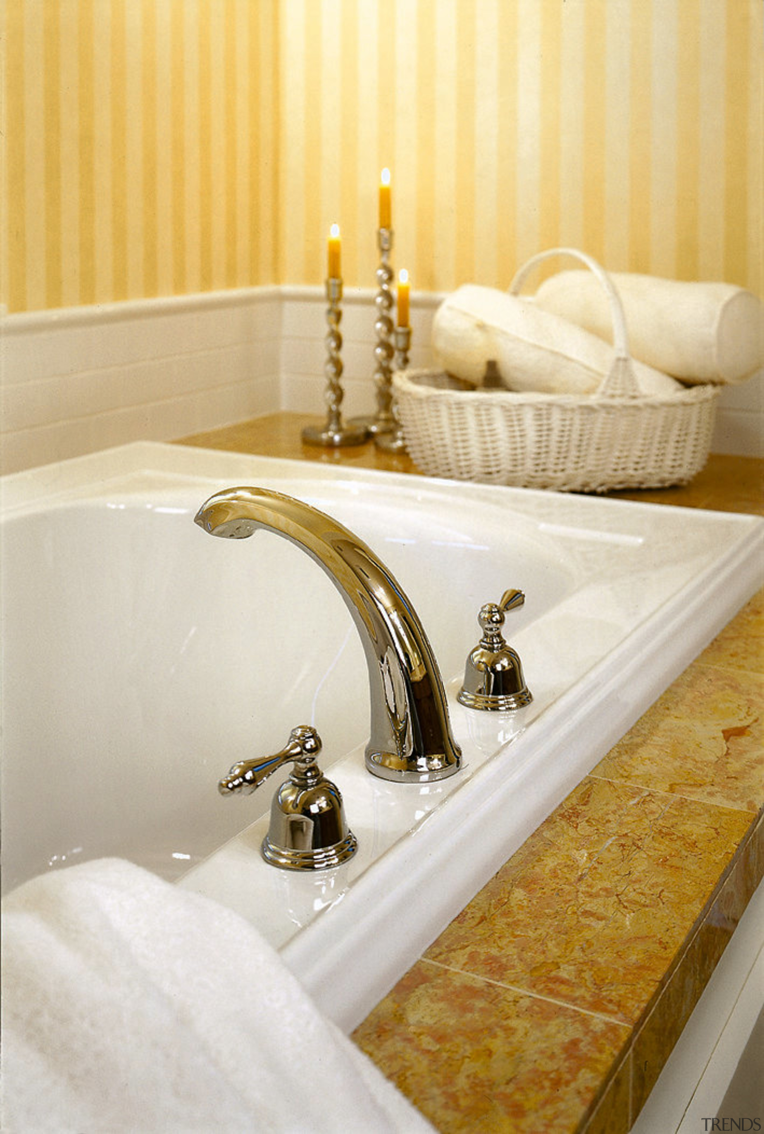 View of the faucet beside the bath - bathroom, bathroom sink, floor, plumbing fixture, room, sink, tap, white, orange