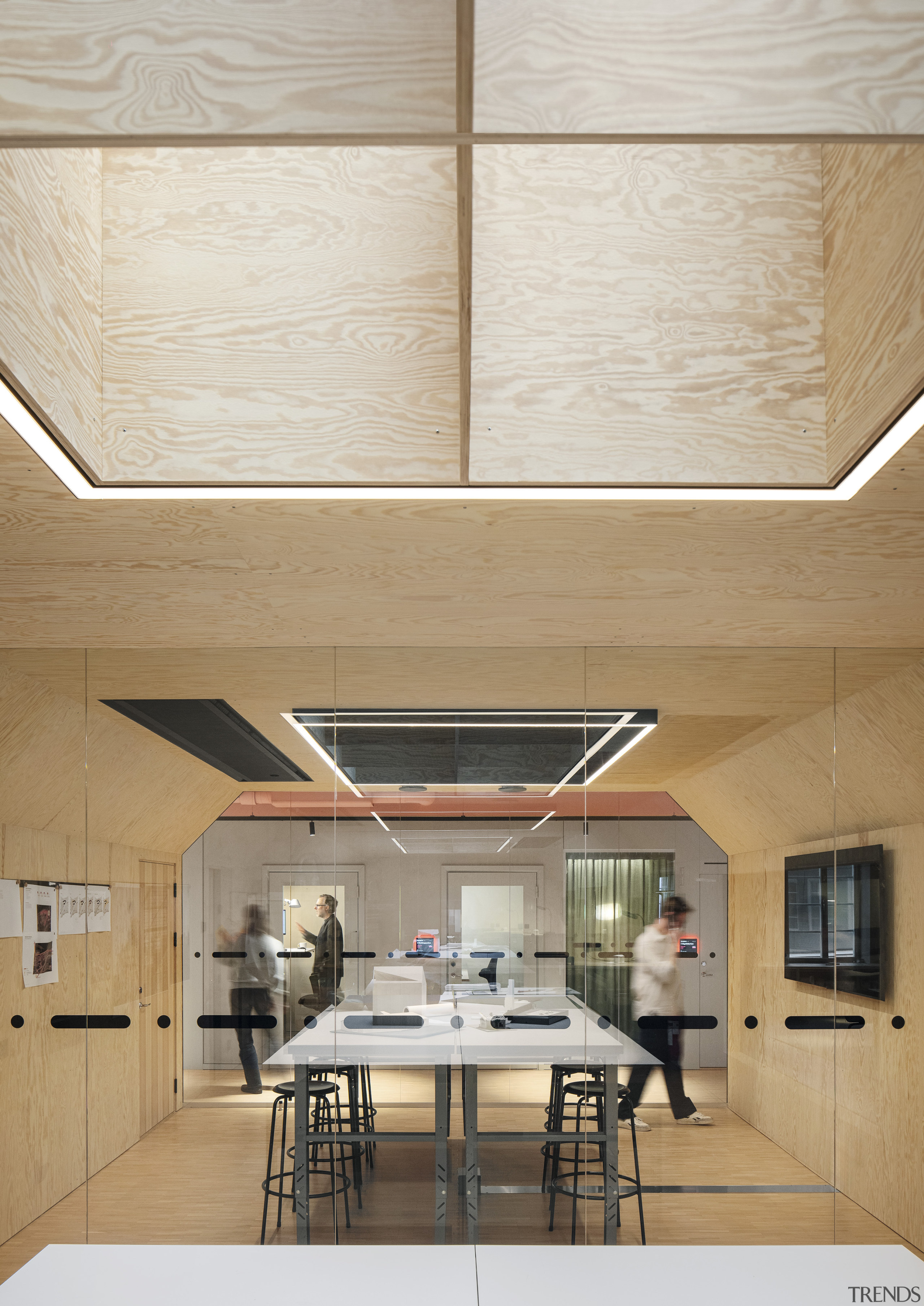 Plywood finishes predominate here. - Open to creativity 