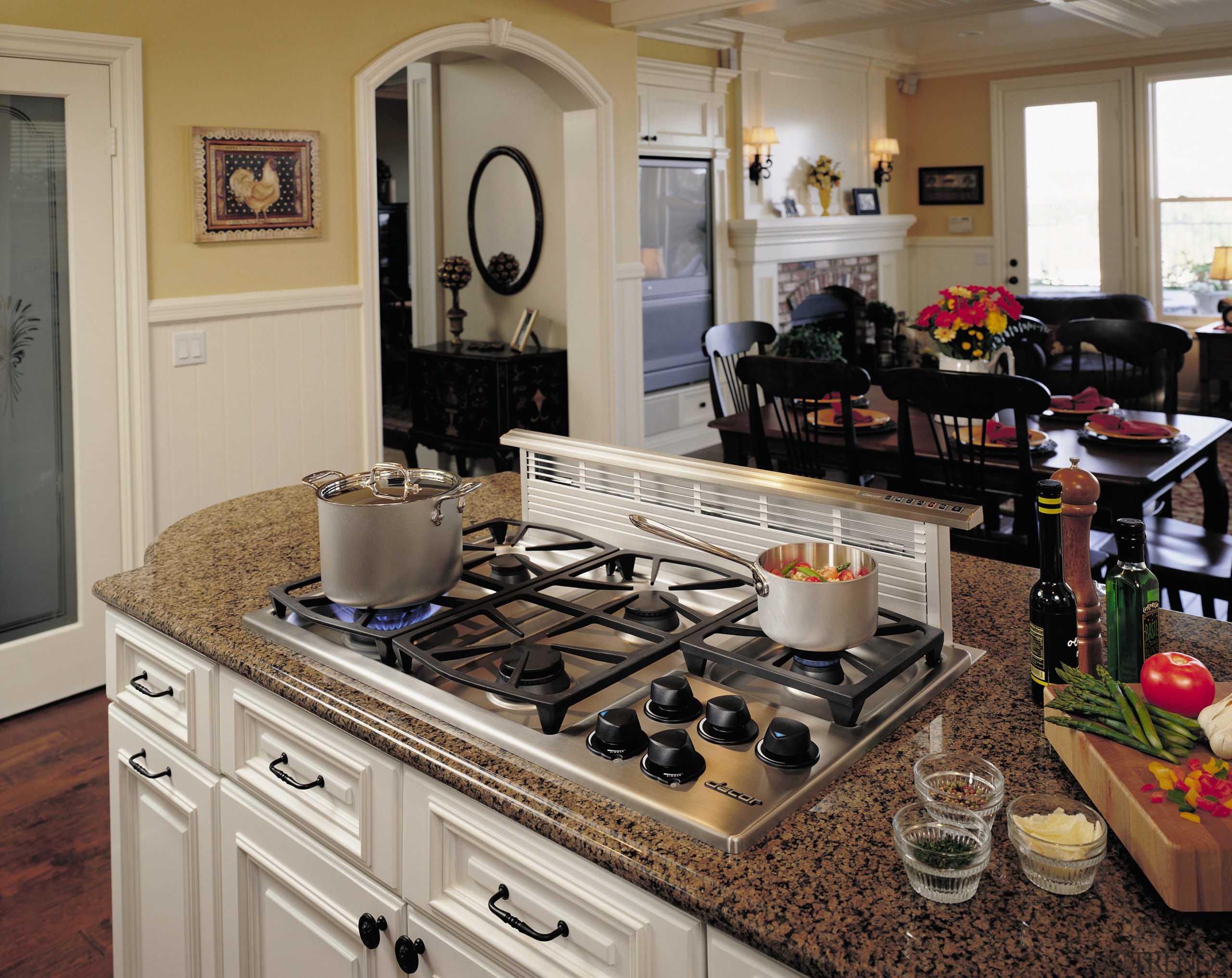 View of the kitchen area - View of countertop, home, kitchen, room, gray, brown
