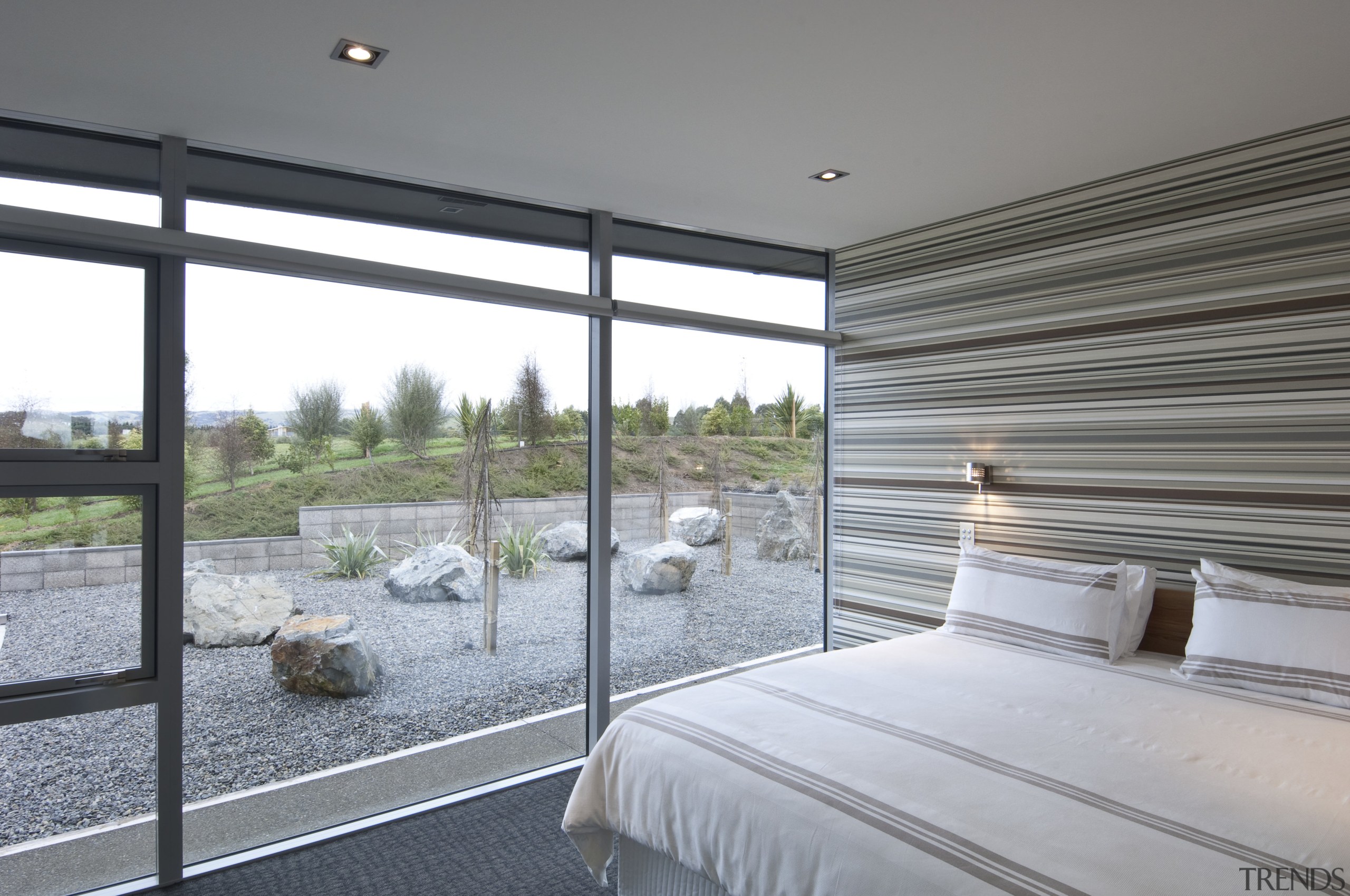 View of contemporary bach with terrace, sheltered courtyard architecture, daylighting, door, estate, home, house, interior design, property, real estate, room, window, window covering, window treatment, gray