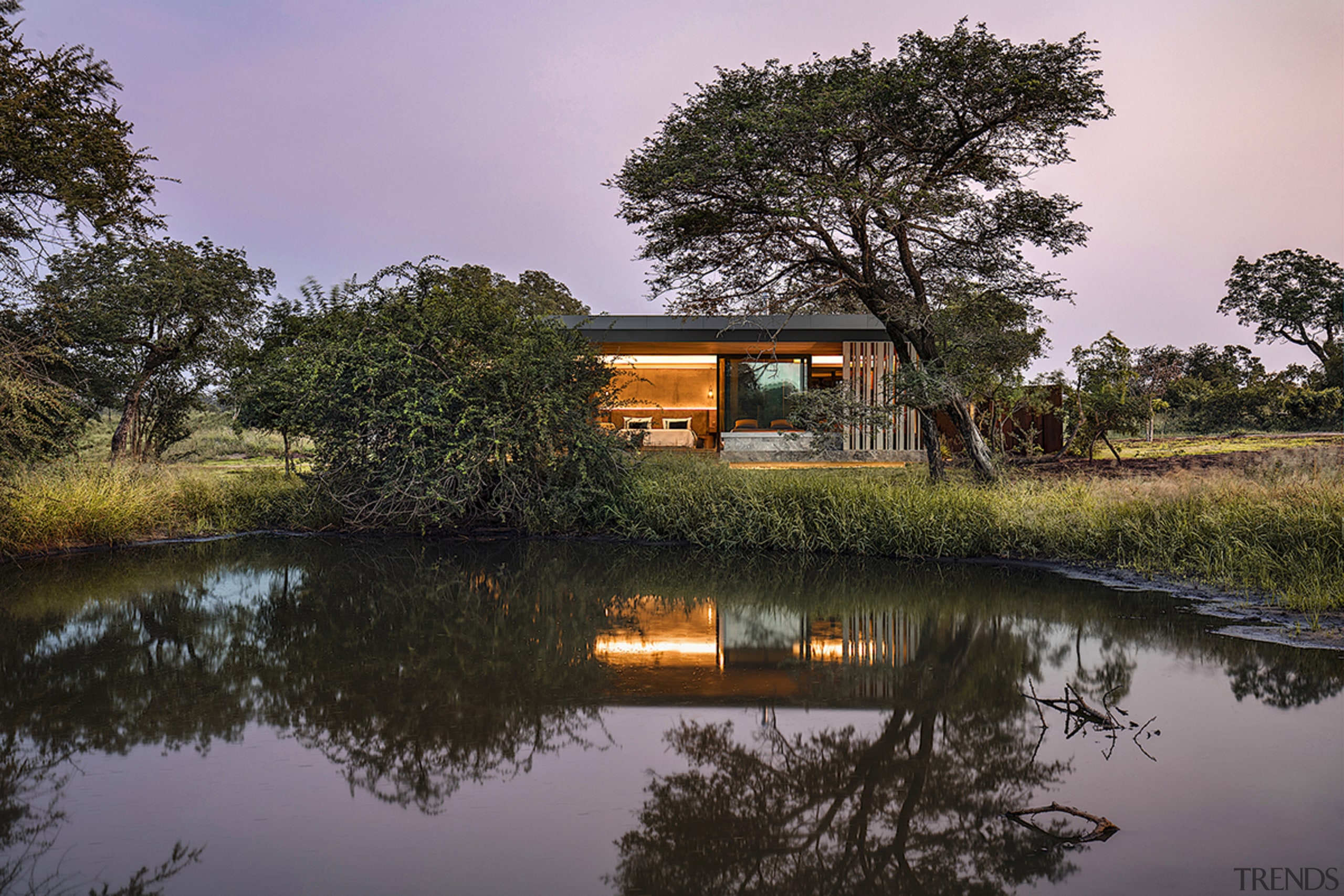 Cheetah Plains – by ARRCC – connects with architecture, bank, bayou, calm, evening, floodplain, home, house, lake, landscape, marsh, morning, natural environment, natural landscape, nature, nature reserve, plant, pond, reflection, river, rural area, sky, tree, water, watercourse, waterway, wetland, wildlife, black, gray