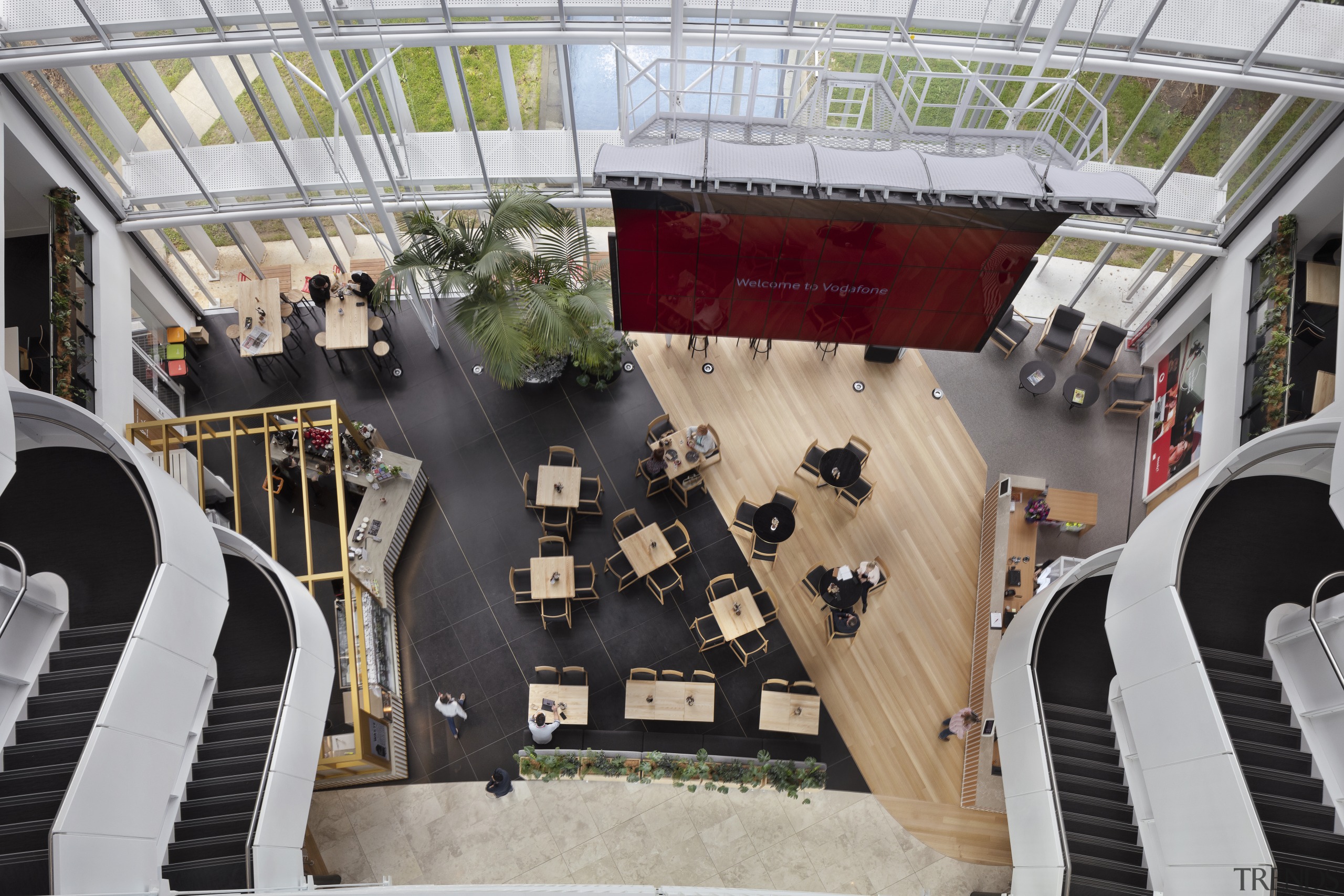 Vodafone InnoV8 has six levels with over 70 architecture, building, structure, gray, black