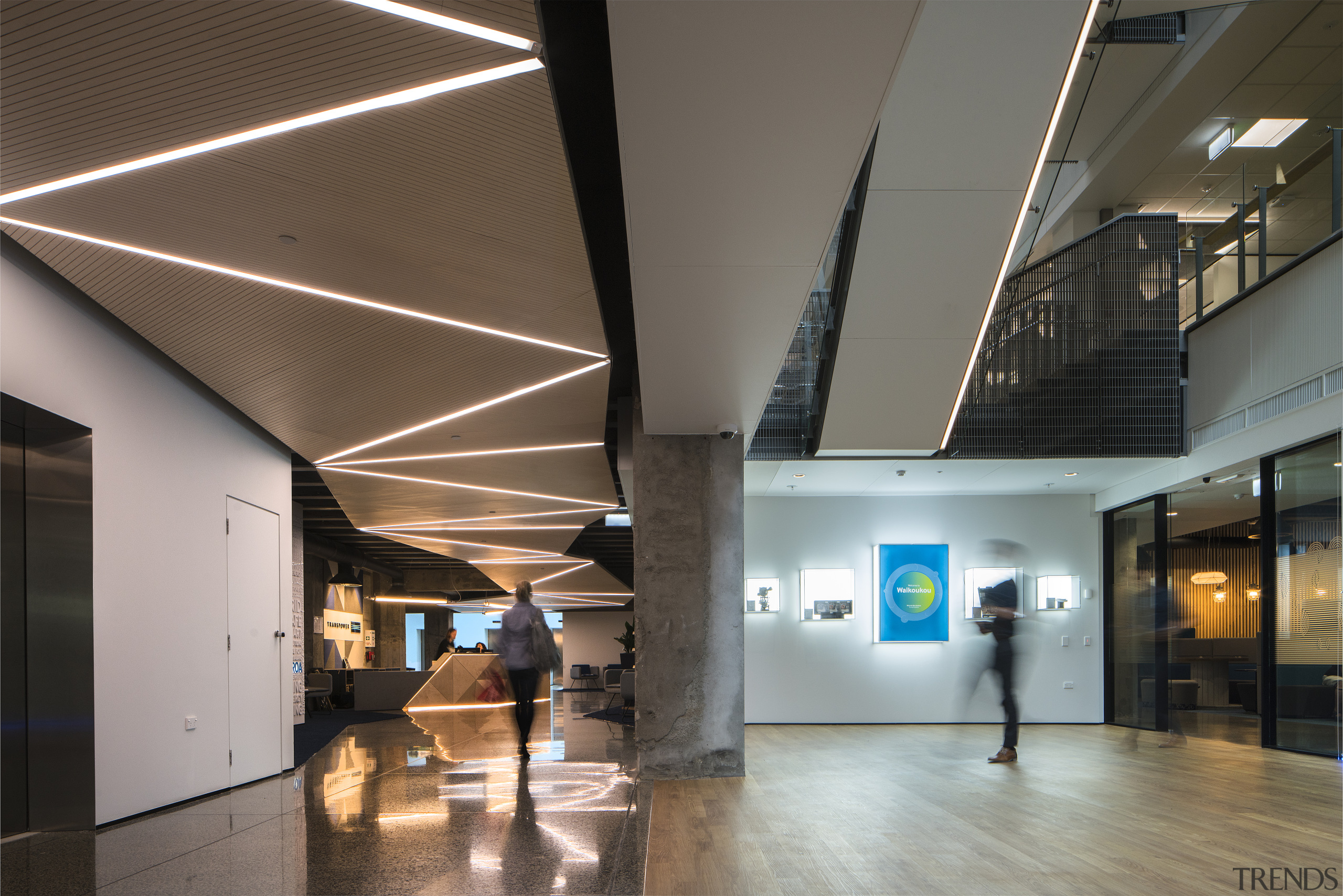 Walk this way – the zigs and zags architecture, ceiling, daylighting, interior design, lobby, tourist attraction, gray, black