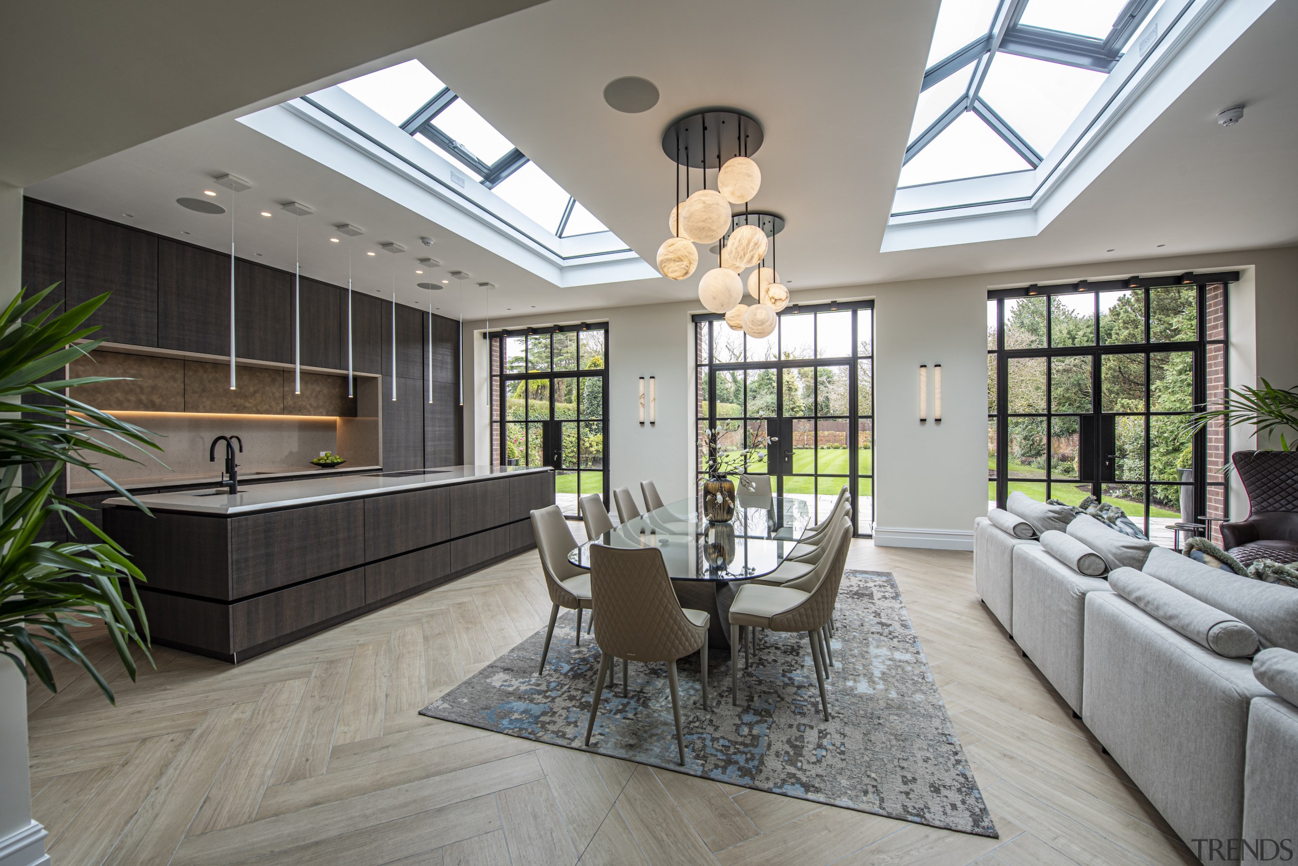 The dramatic kitchen forms part of a new 