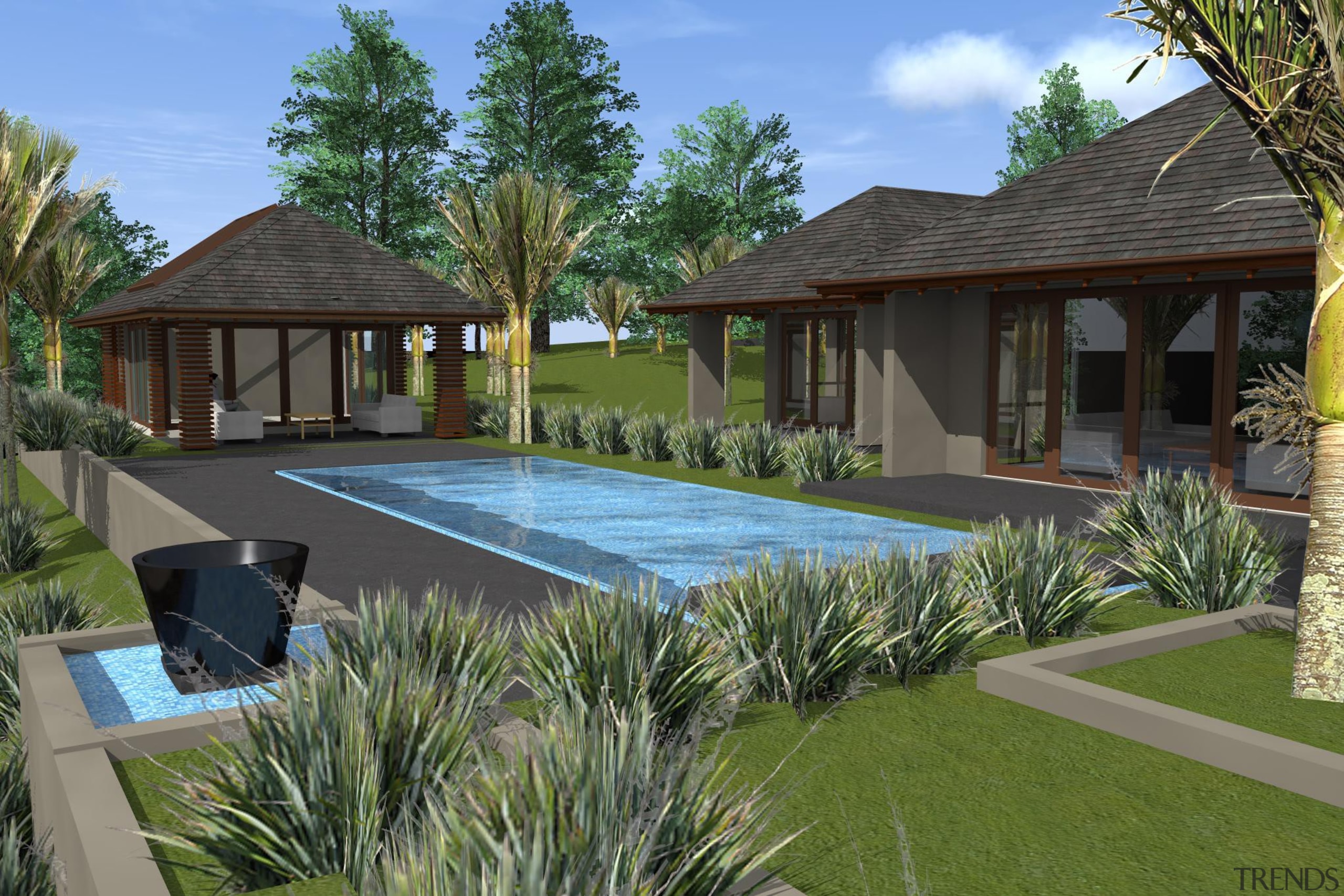 17 mds design 1 zhang.jpg - 17_mds_design_1_zhang.jpg - arecales, backyard, cottage, estate, hacienda, home, house, leisure, palm tree, property, real estate, resort, swimming pool, villa, yard, brown