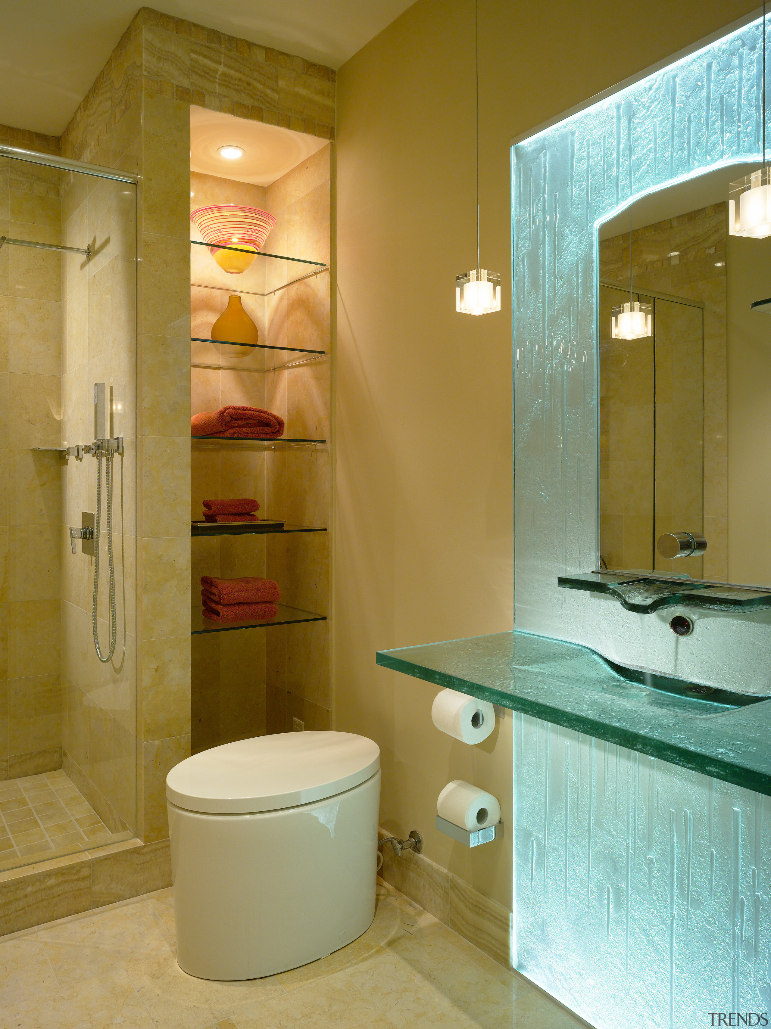 View of the remodeled bathroom by Jim Meloy bathroom, bathroom accessory, home, interior design, plumbing fixture, room, brown