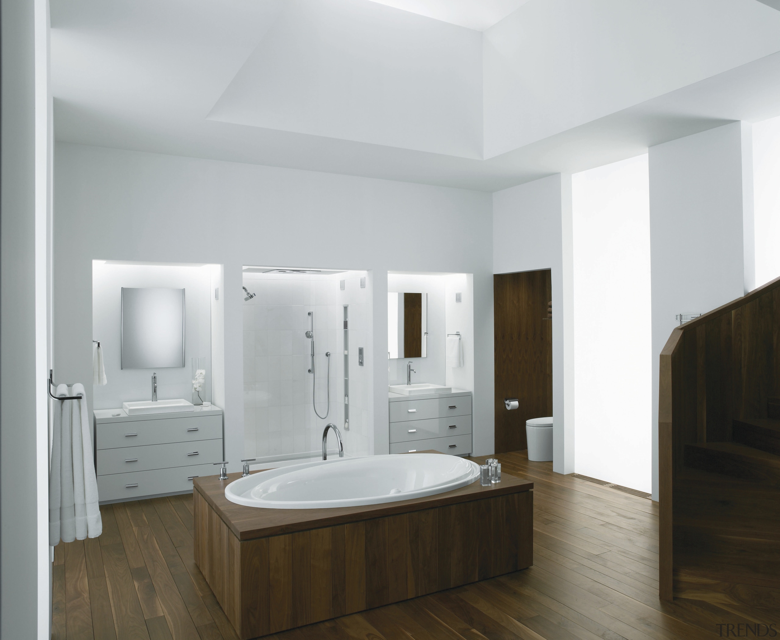 View of bathroom suites. - View of bathroom bathroom, bathroom accessory, bathroom cabinet, floor, interior design, plumbing fixture, product design, room, sink, gray